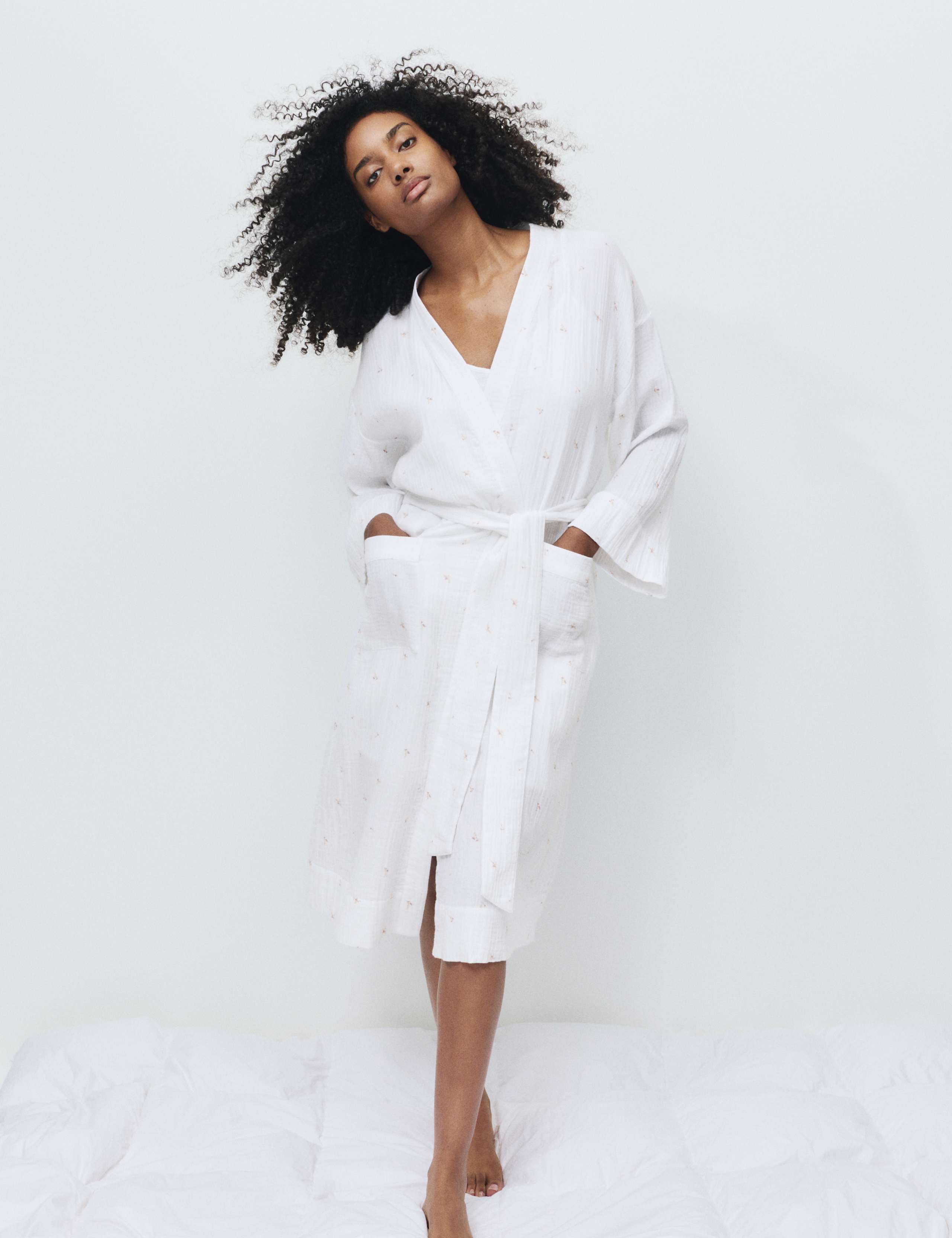 Pure Cotton Muslin Floral Dressing Gown 3 of 5