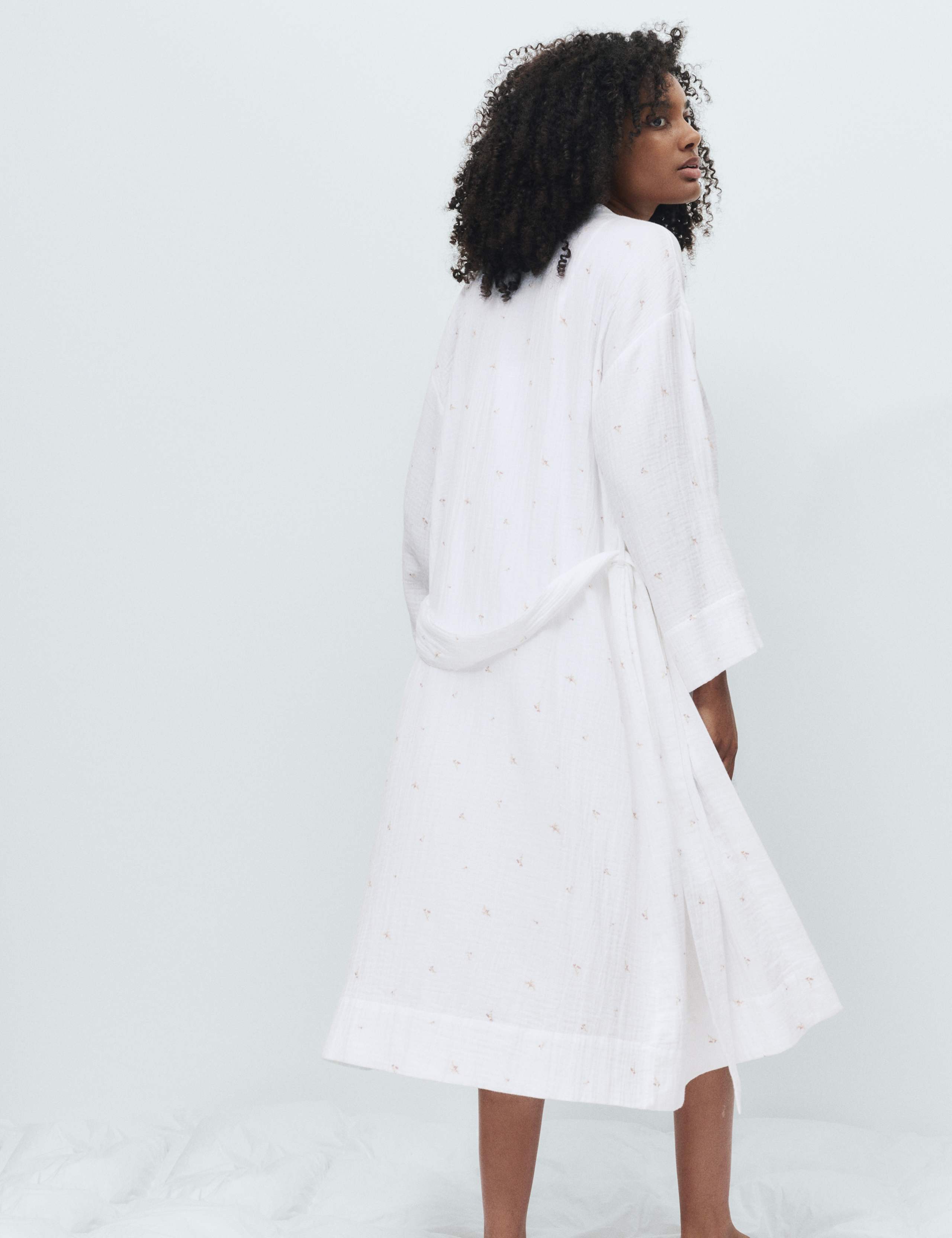Pure Cotton Muslin Floral Dressing Gown 4 of 5