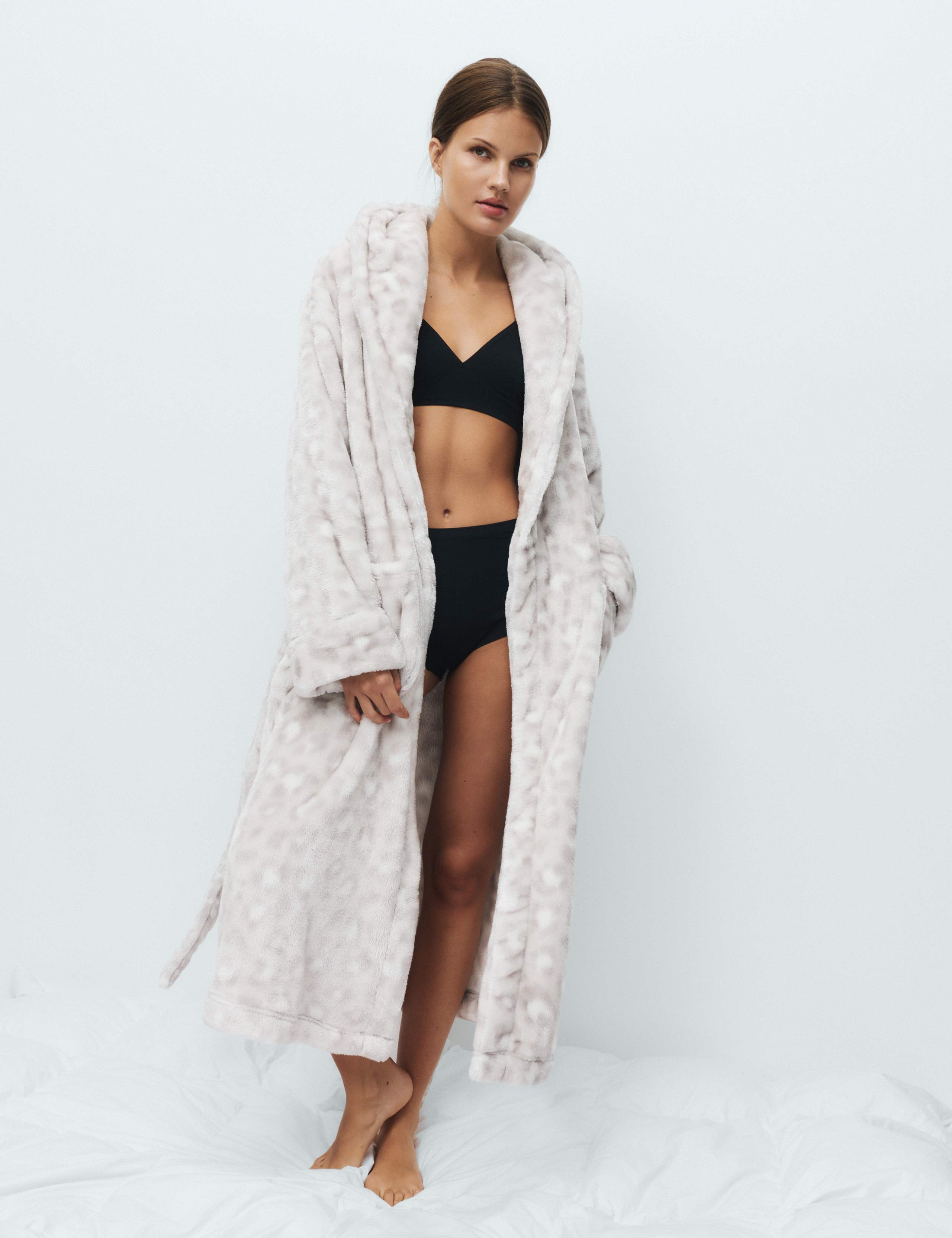 Fleece Leopard Print Dressing Gown 1 of 5