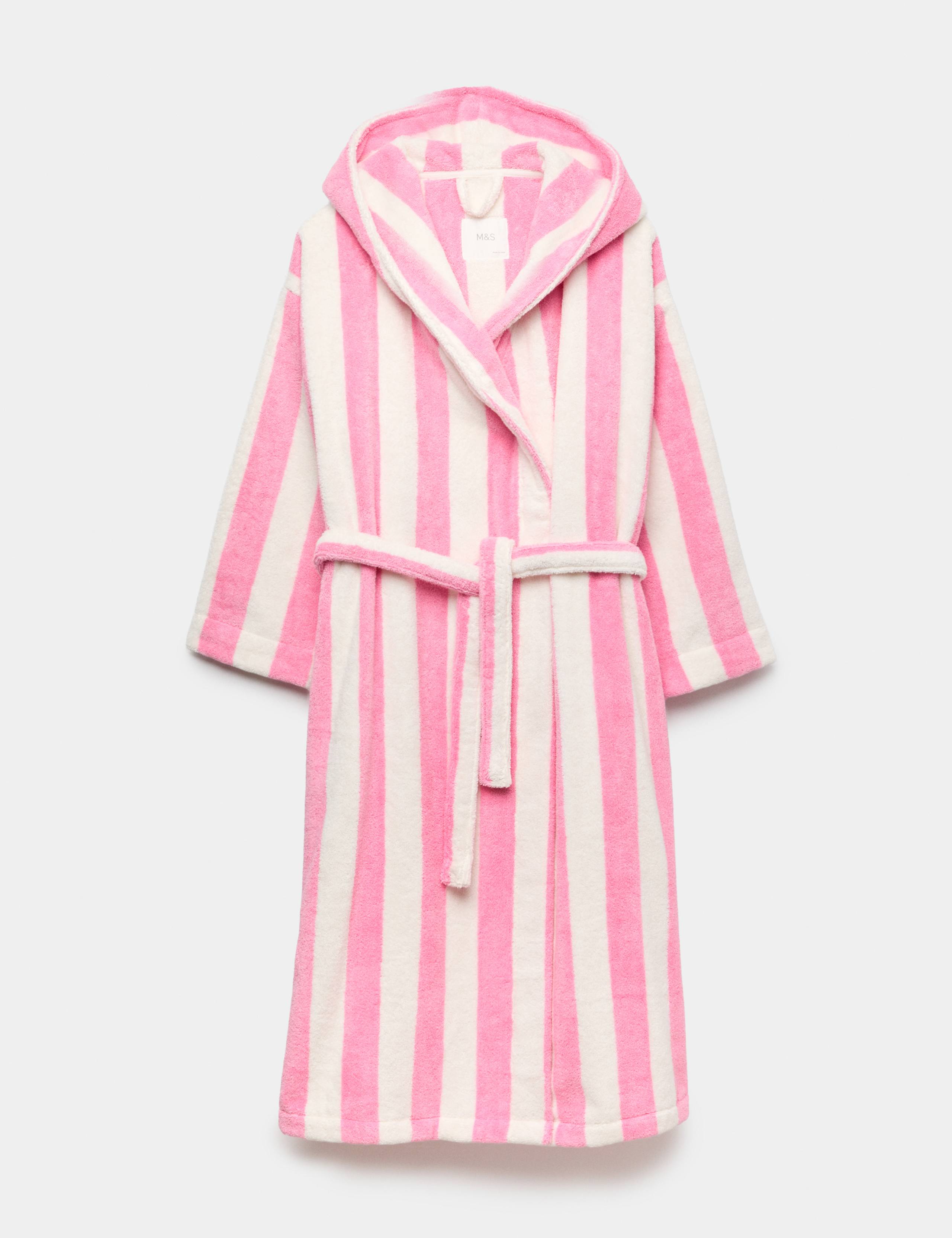Pure Cotton Towelling Striped Dressing Gown 2 of 5
