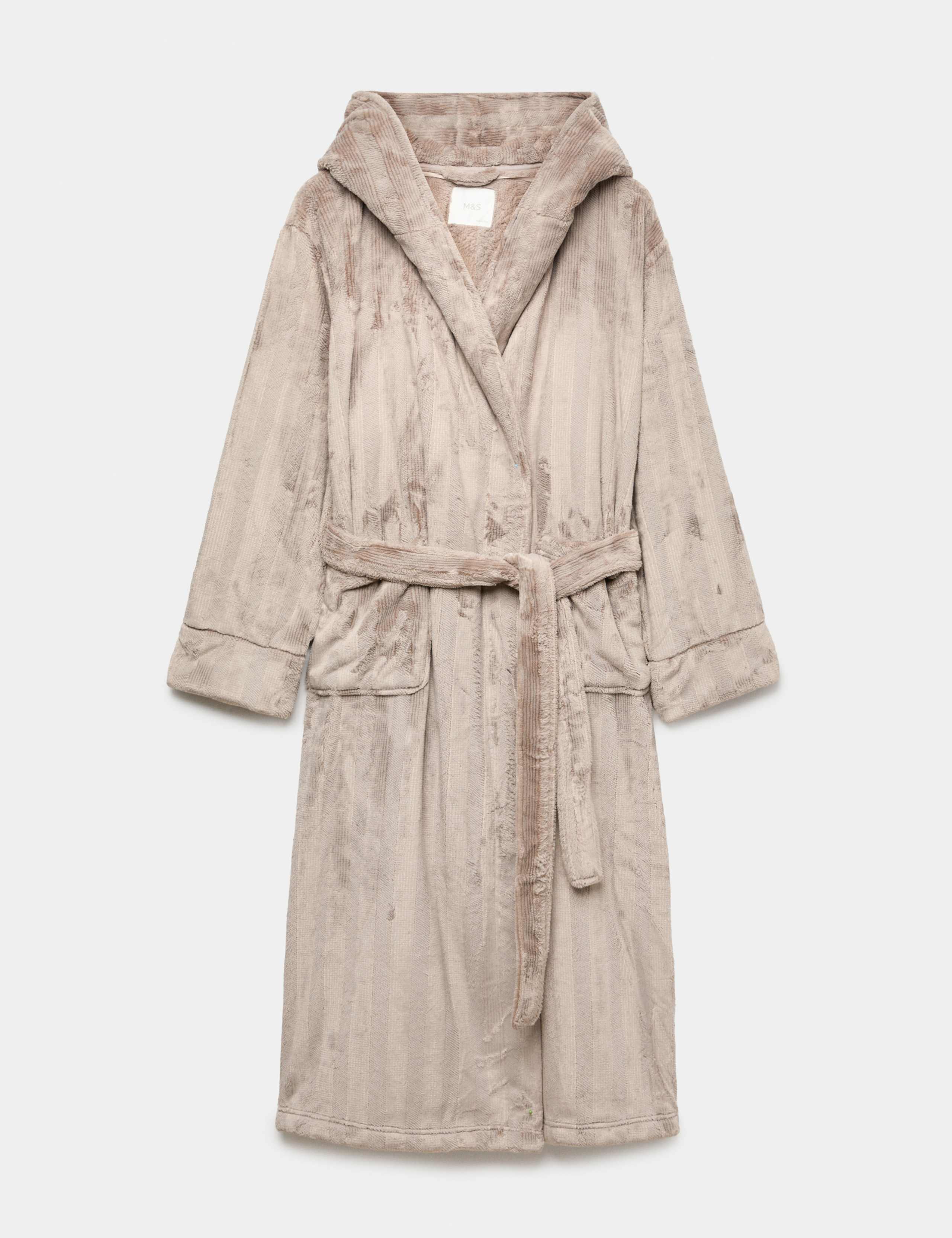 Textured Striped Hooded Dressing Gown 2 of 6