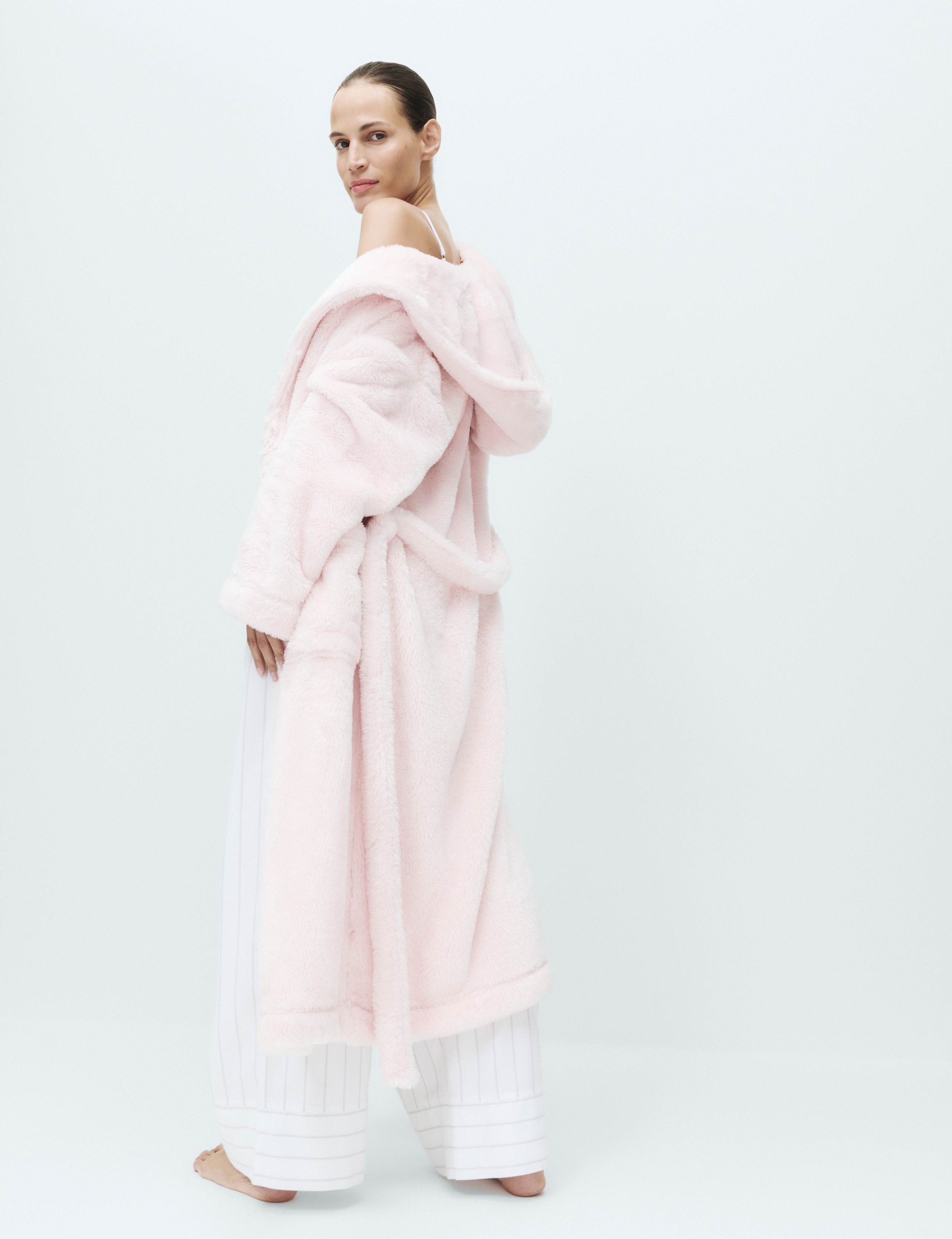 Long Pile Hooded Dressing Gown 4 of 5