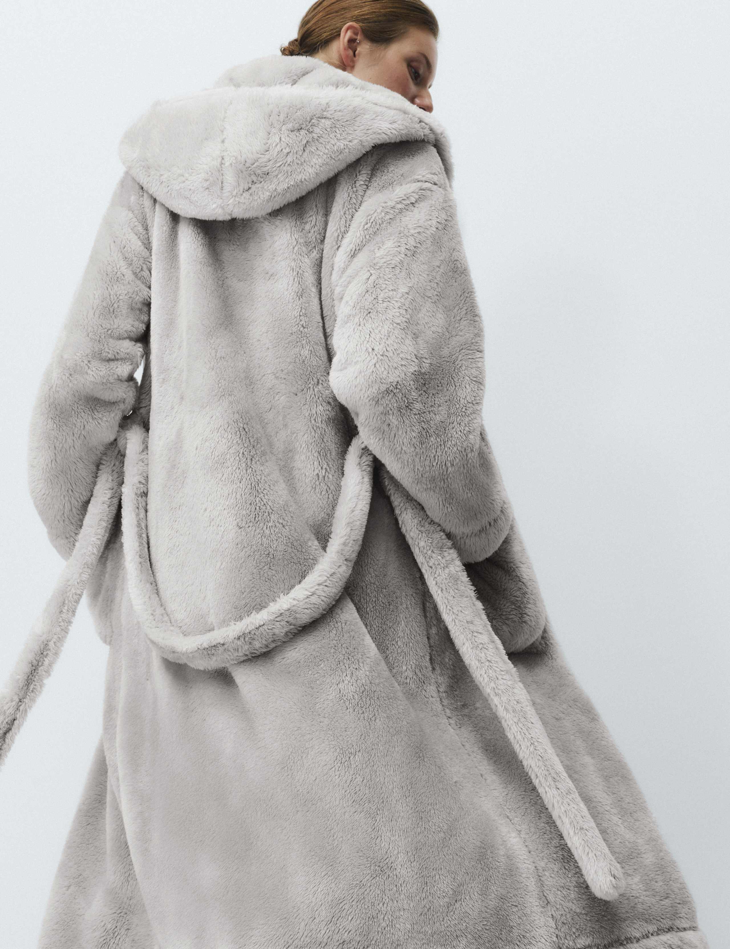 Long Pile Hooded Dressing Gown 3 of 5