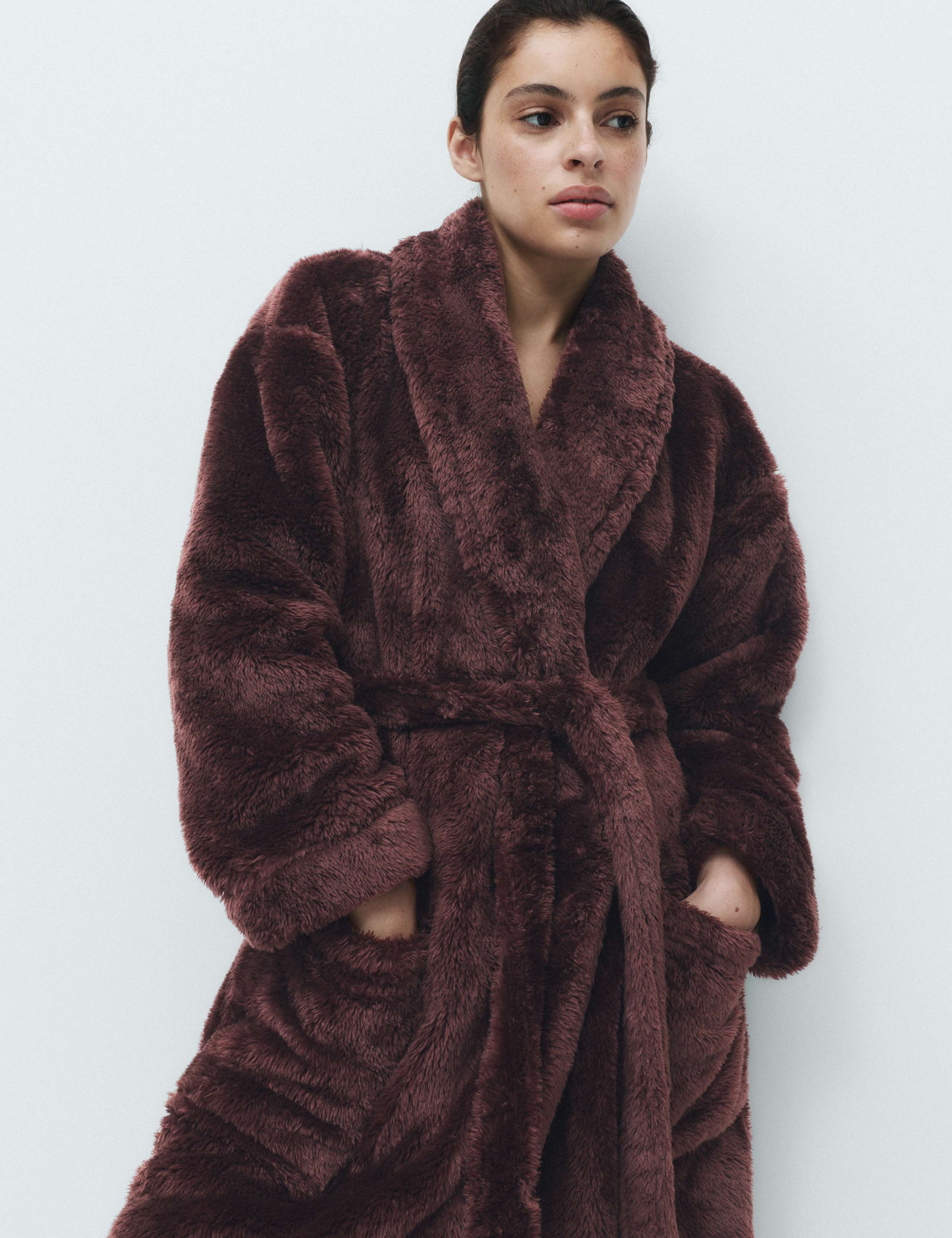 Long Pile Non-Hooded Dressing Gown 1 of 5
