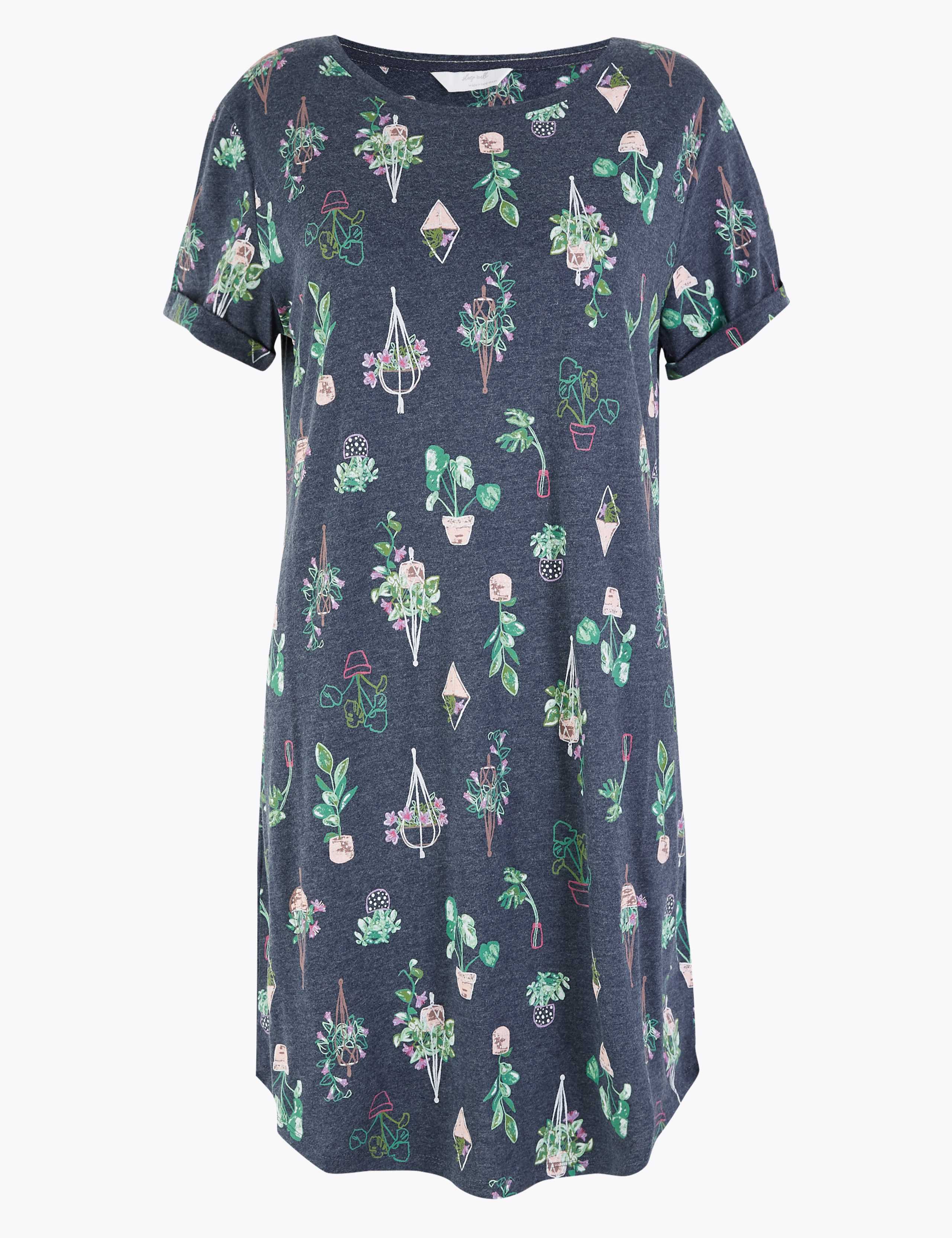 Plant Print Short Nightdress 2 of 4