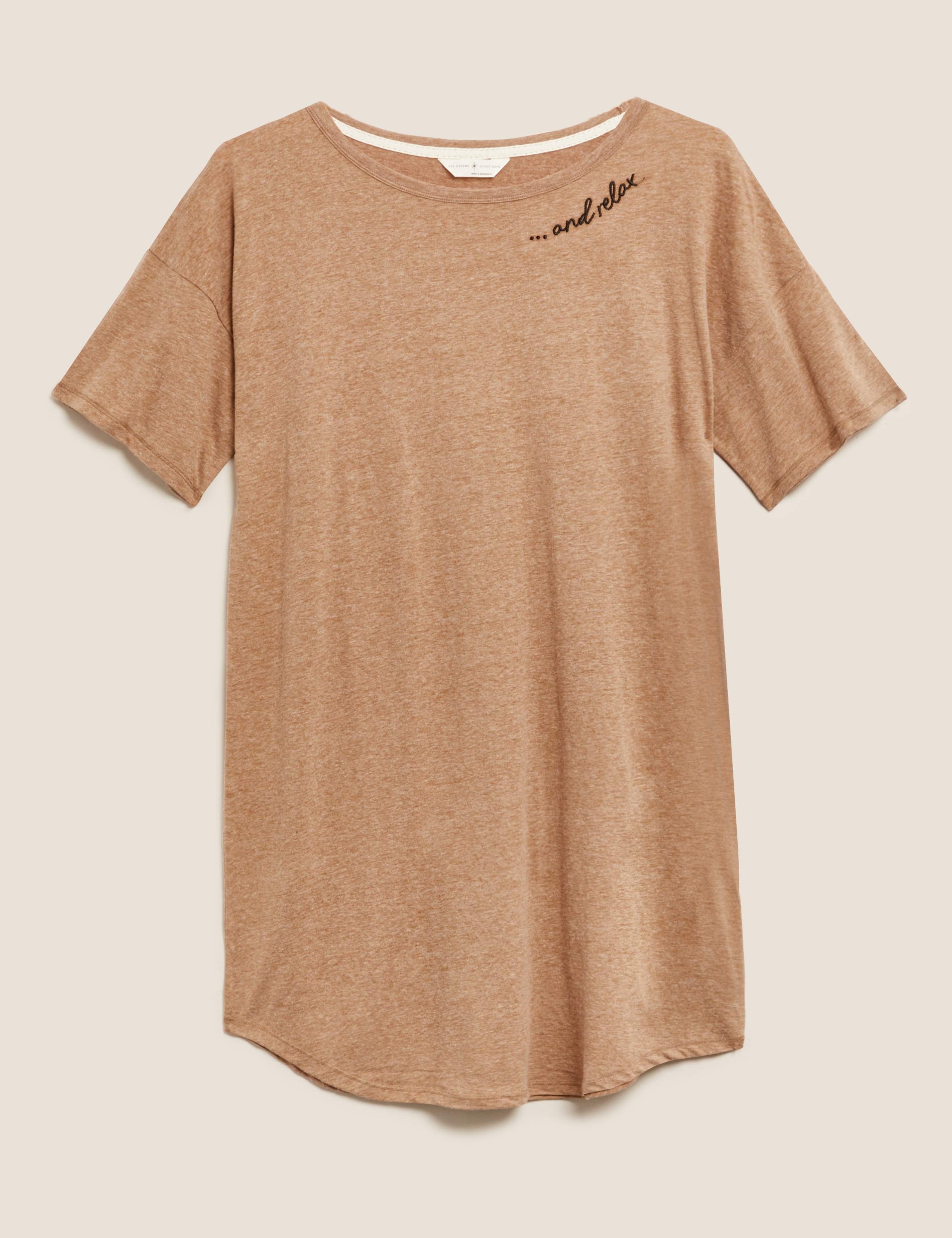 Cotton 'And Relax' Slogan Short Nightdress 2 of 4