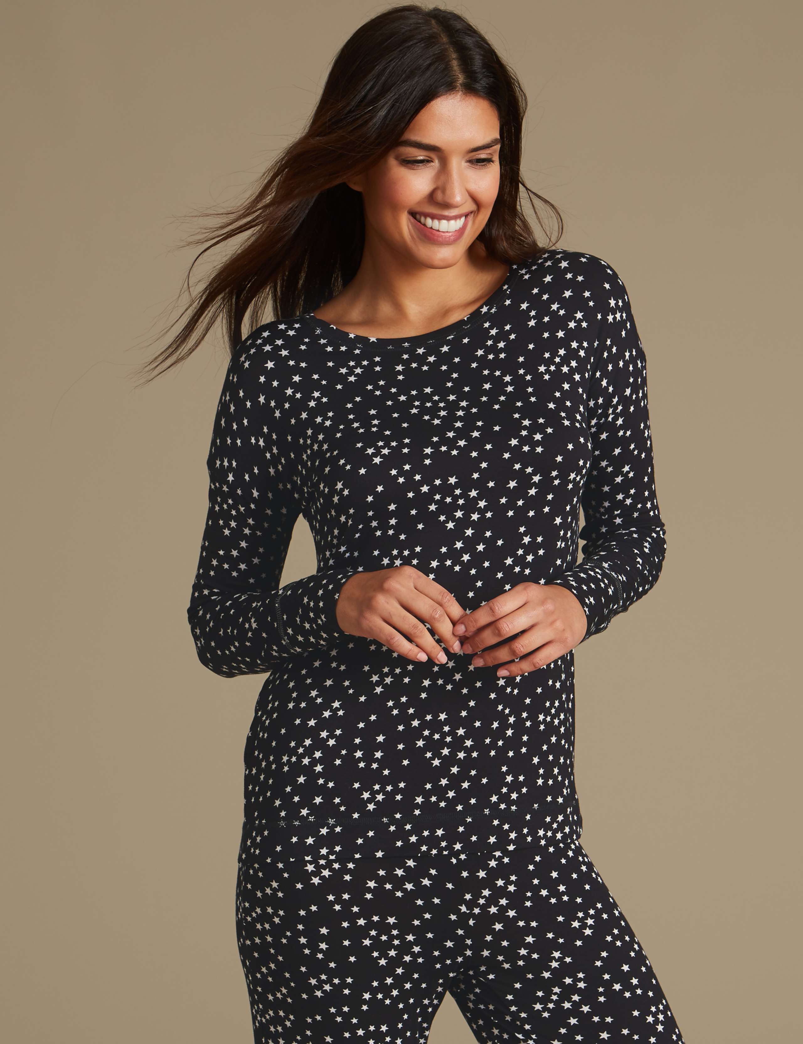 Star Print Long Sleeve Pyjama Top 1 of 6