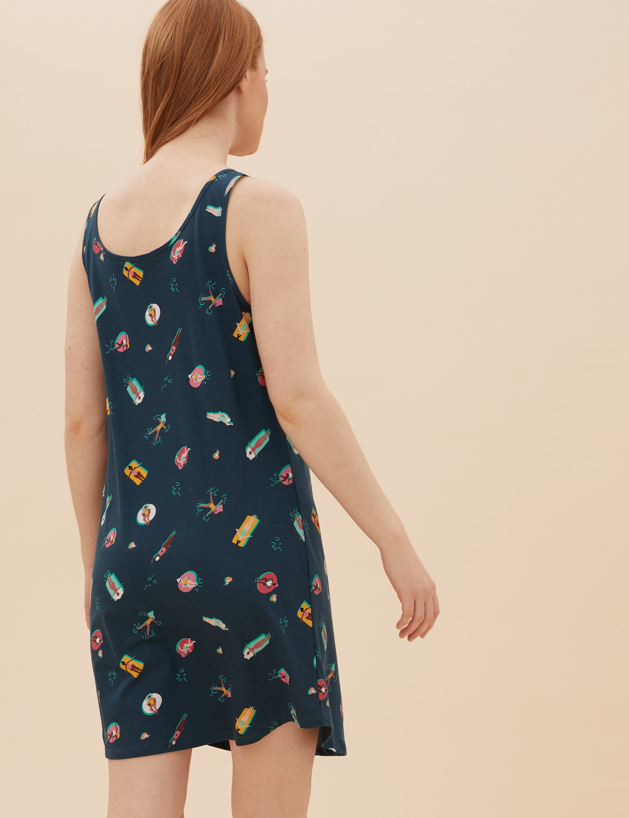 Pure Cotton Pool Print Short Nightdress 4 of 4