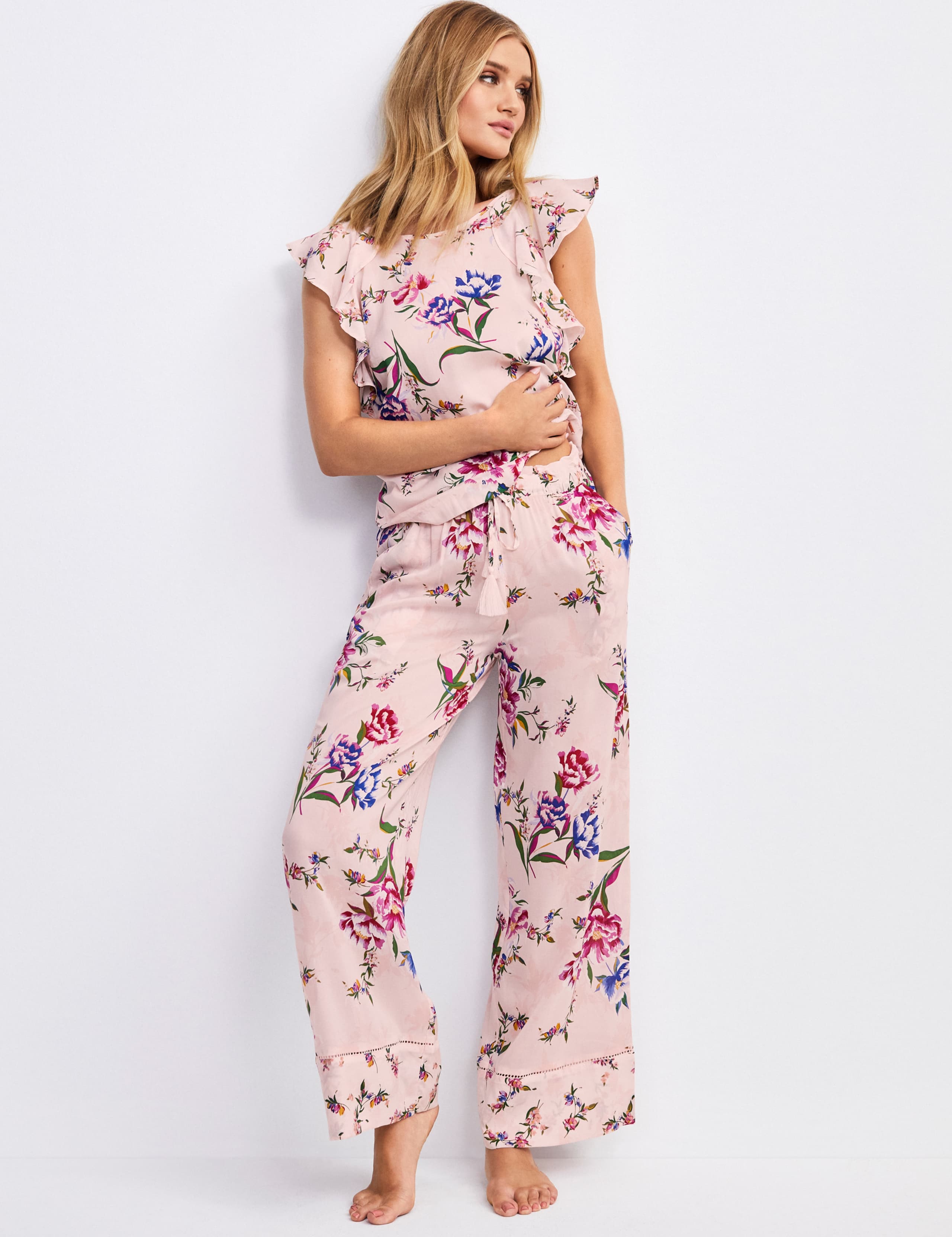 Pure Modal Floral Frill Sleeve Pyjama Top 1 of 2