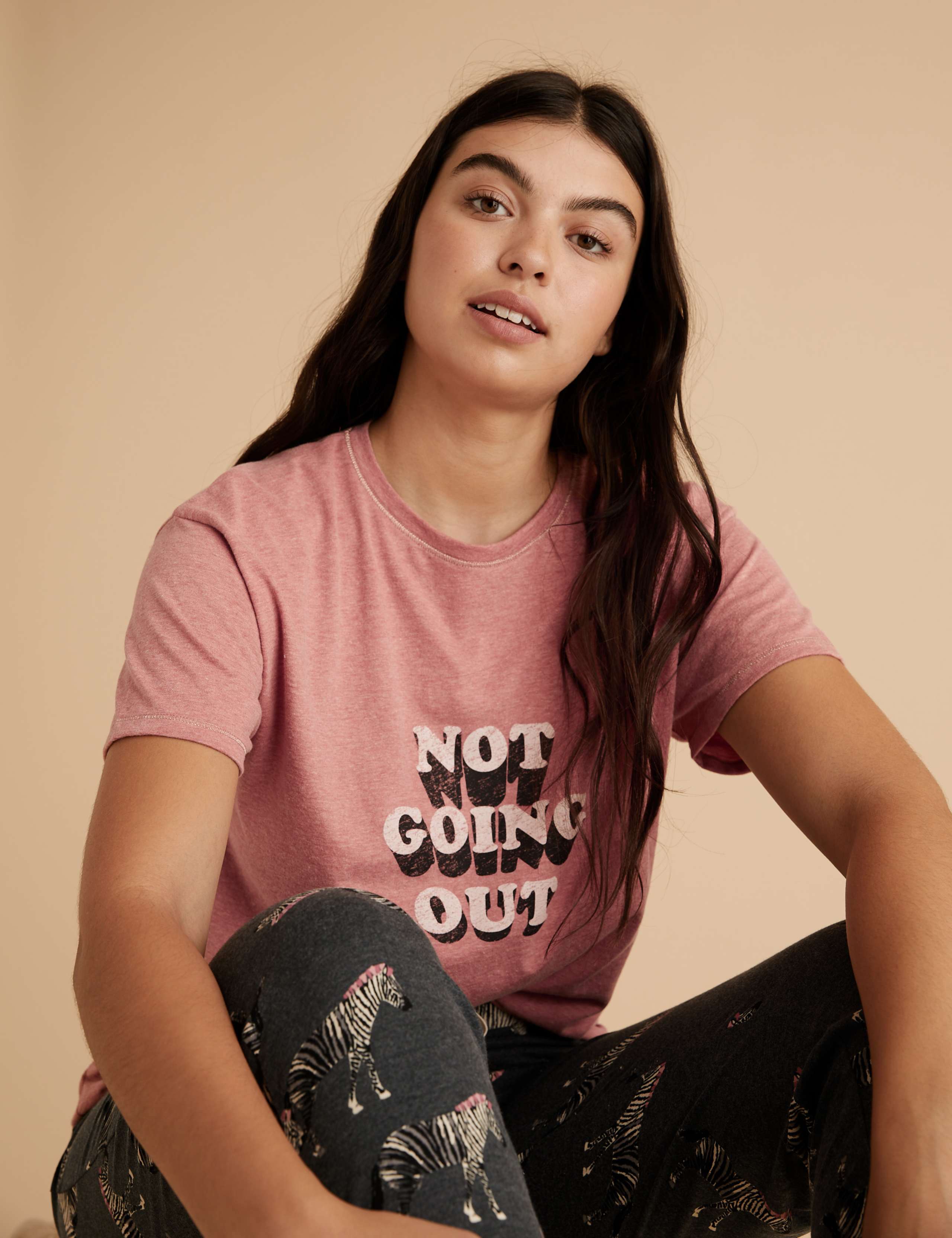 Cotton Not Going Out Slogan Pyjama Top 1 of 5