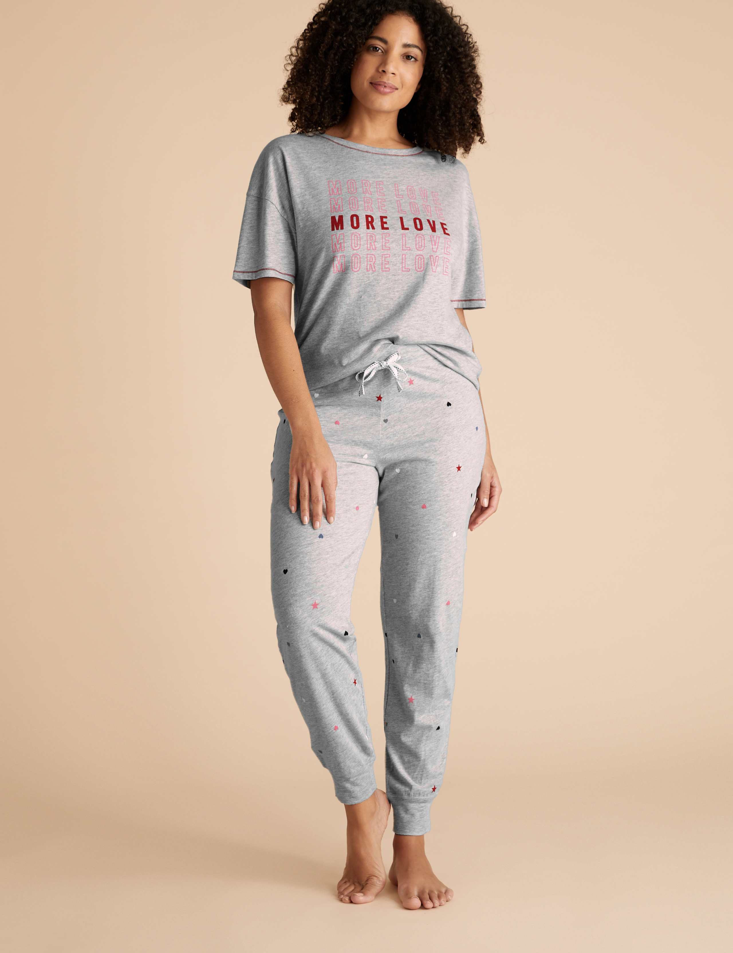 Cotton More Love Slogan Pyjama Top 3 of 6