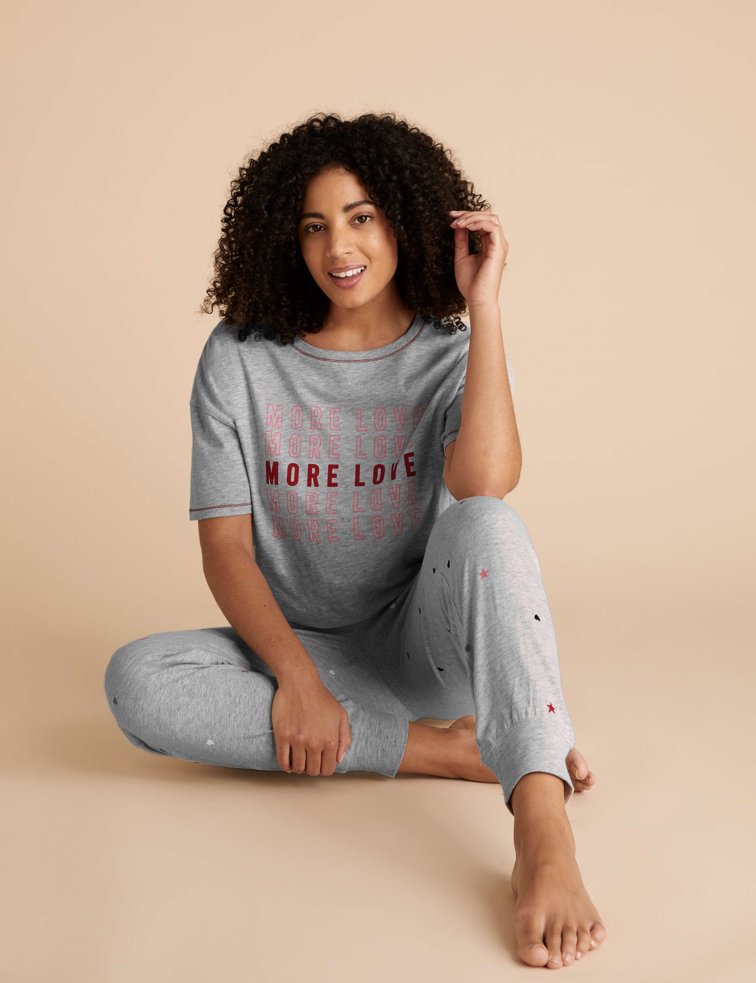 Cotton More Love Slogan Pyjama Top 6 of 6