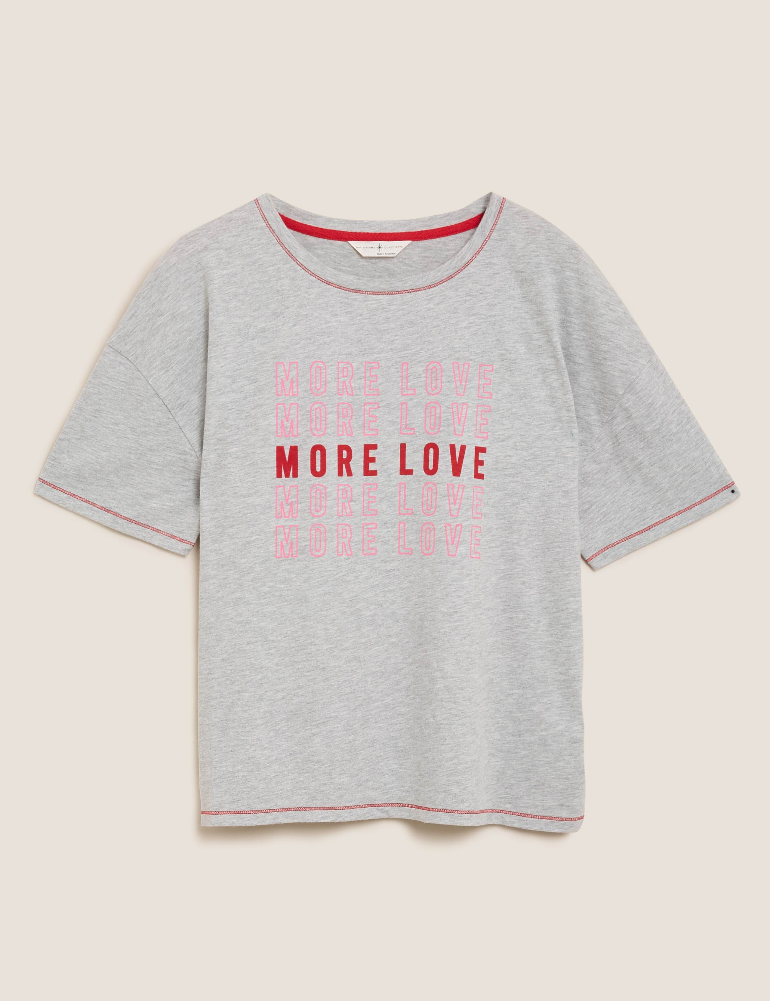 Cotton More Love Slogan Pyjama Top 2 of 6