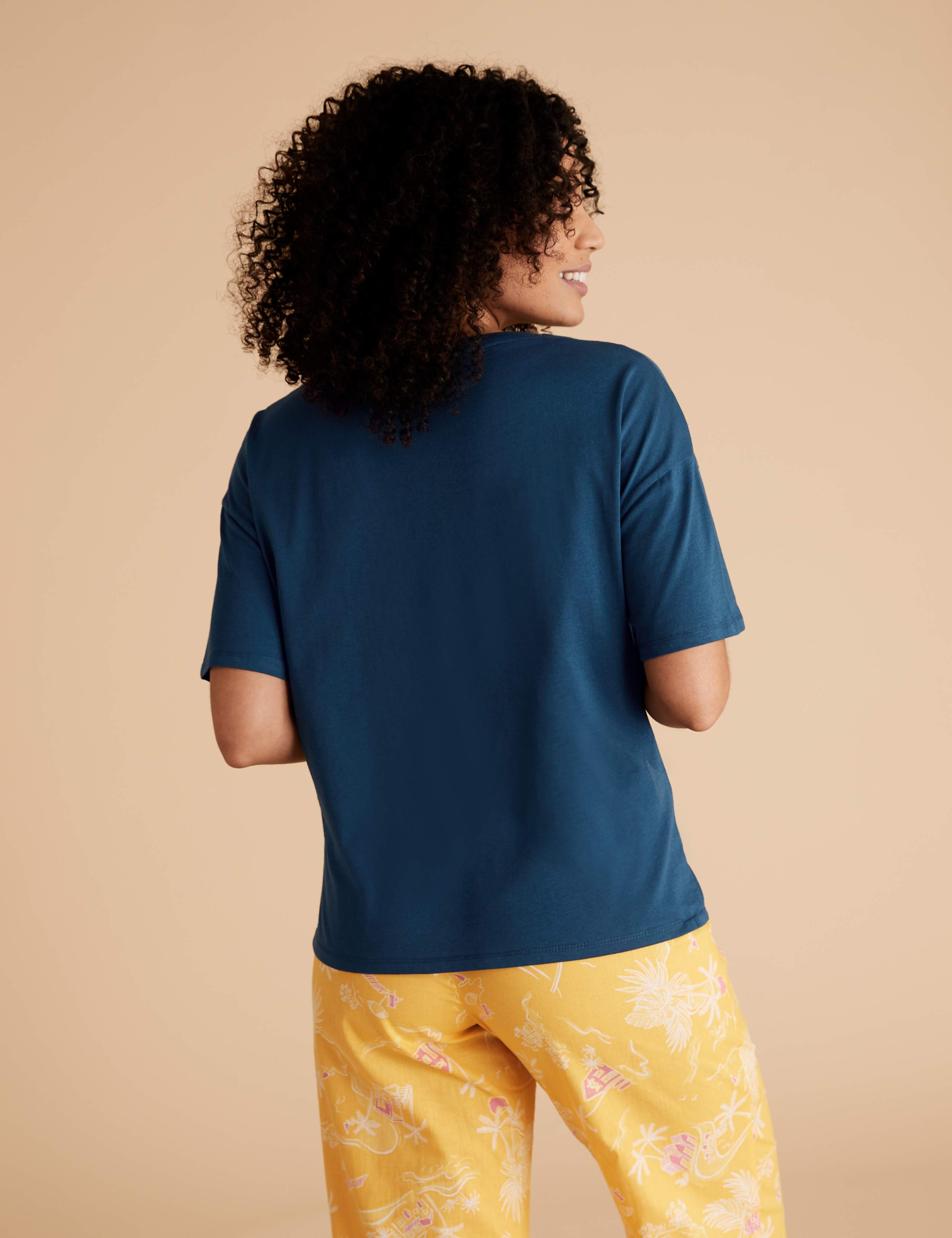 Cotton Happy Place Slogan Pyjama Tee 5 of 5