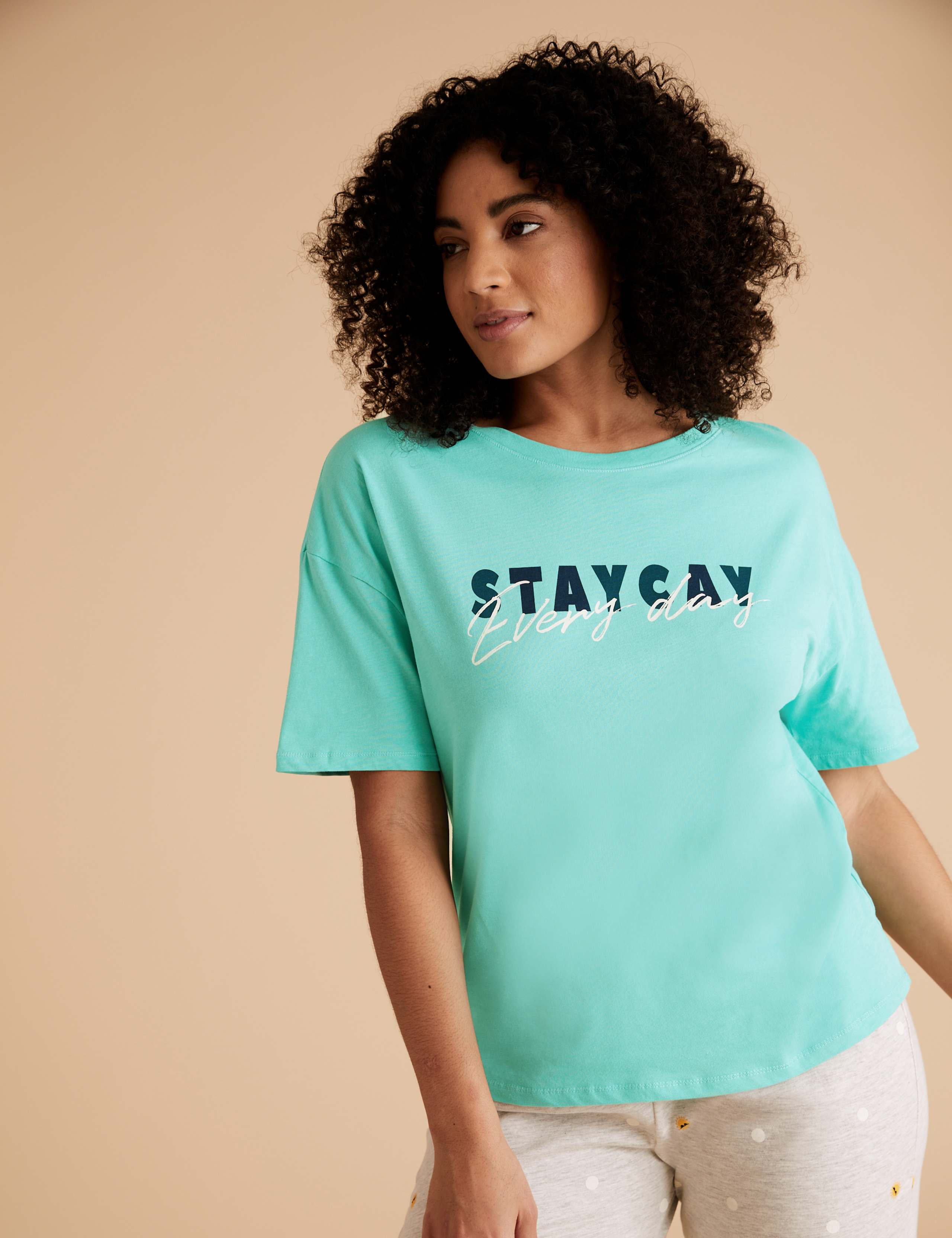 Pure Cotton Staycay Slogan Tee 1 of 4