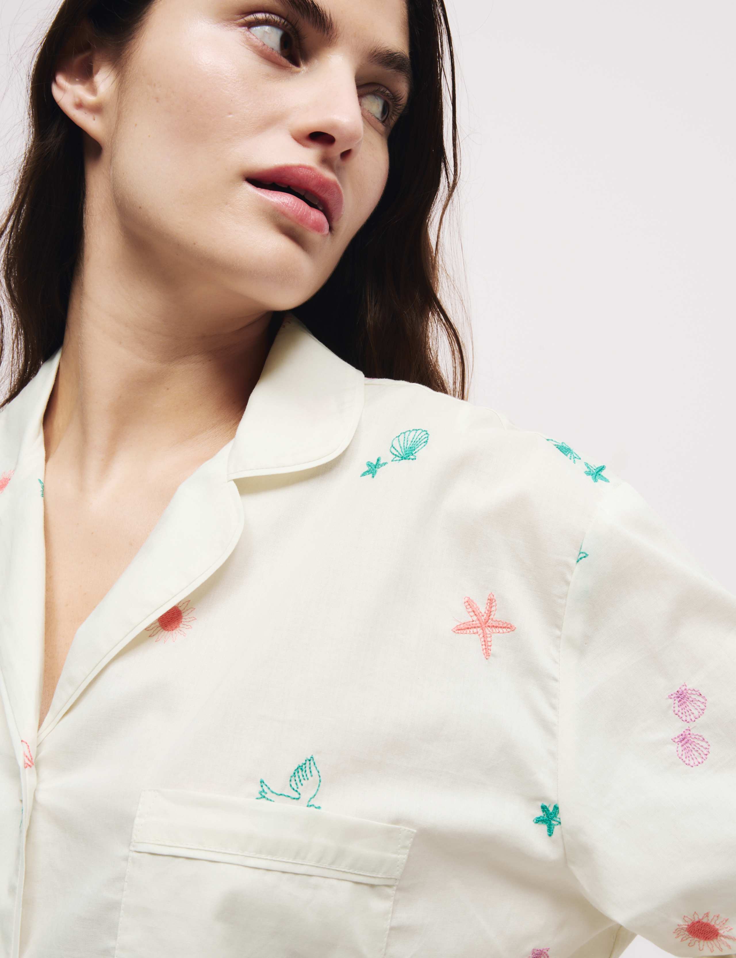 Pure Cotton Embroidered Nightshirt 1 of 4
