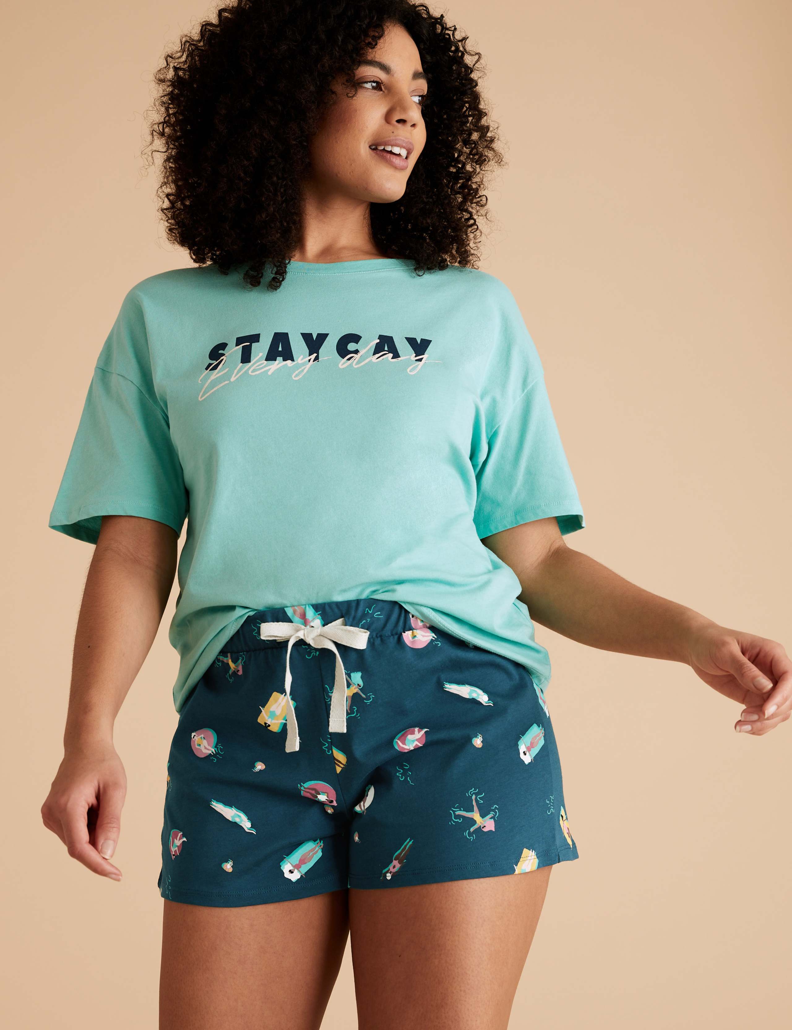 Pure Cotton Pool Print Pyjama Shorts 5 of 5