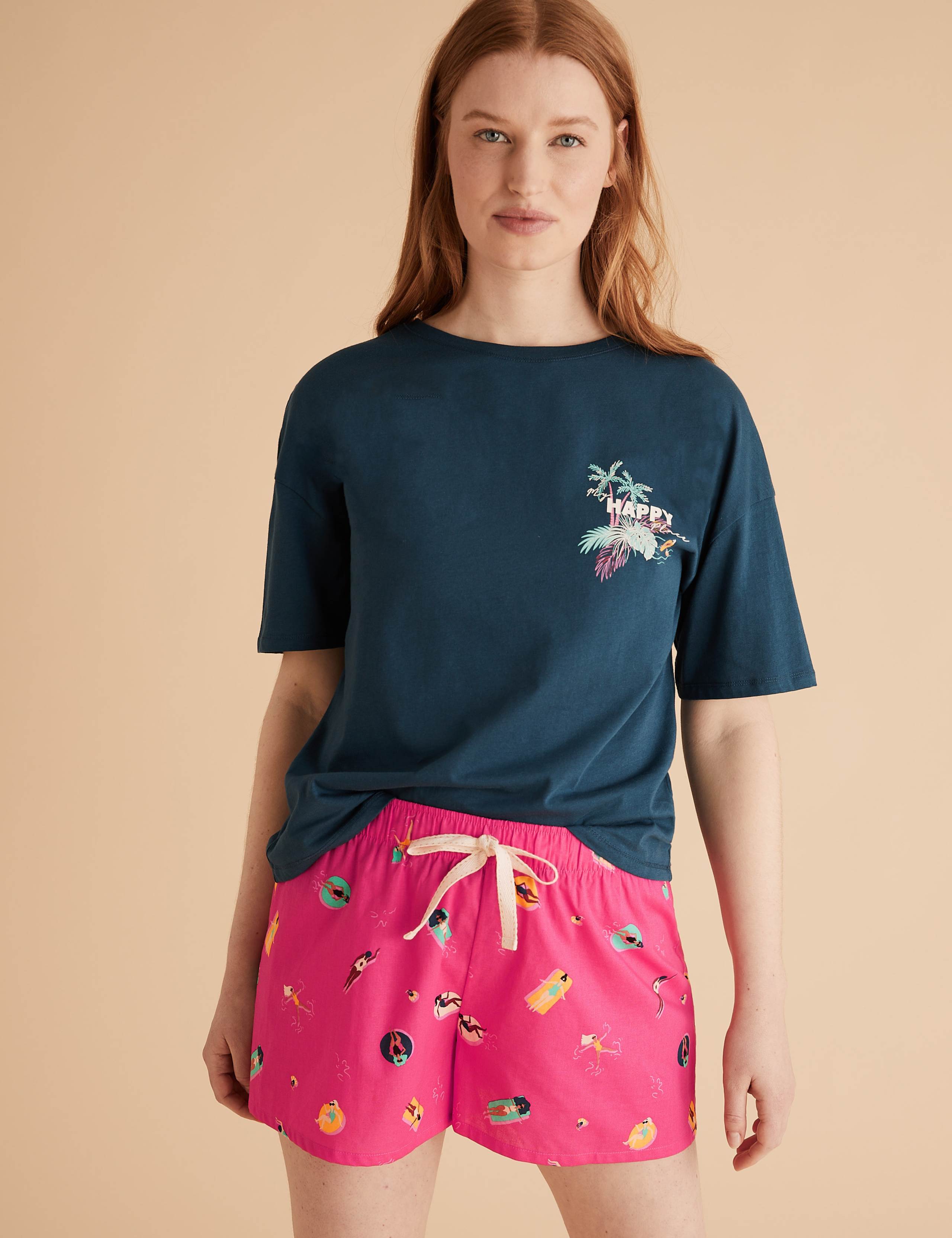 Pure Cotton Pool Print Pyjama Shorts 1 of 5