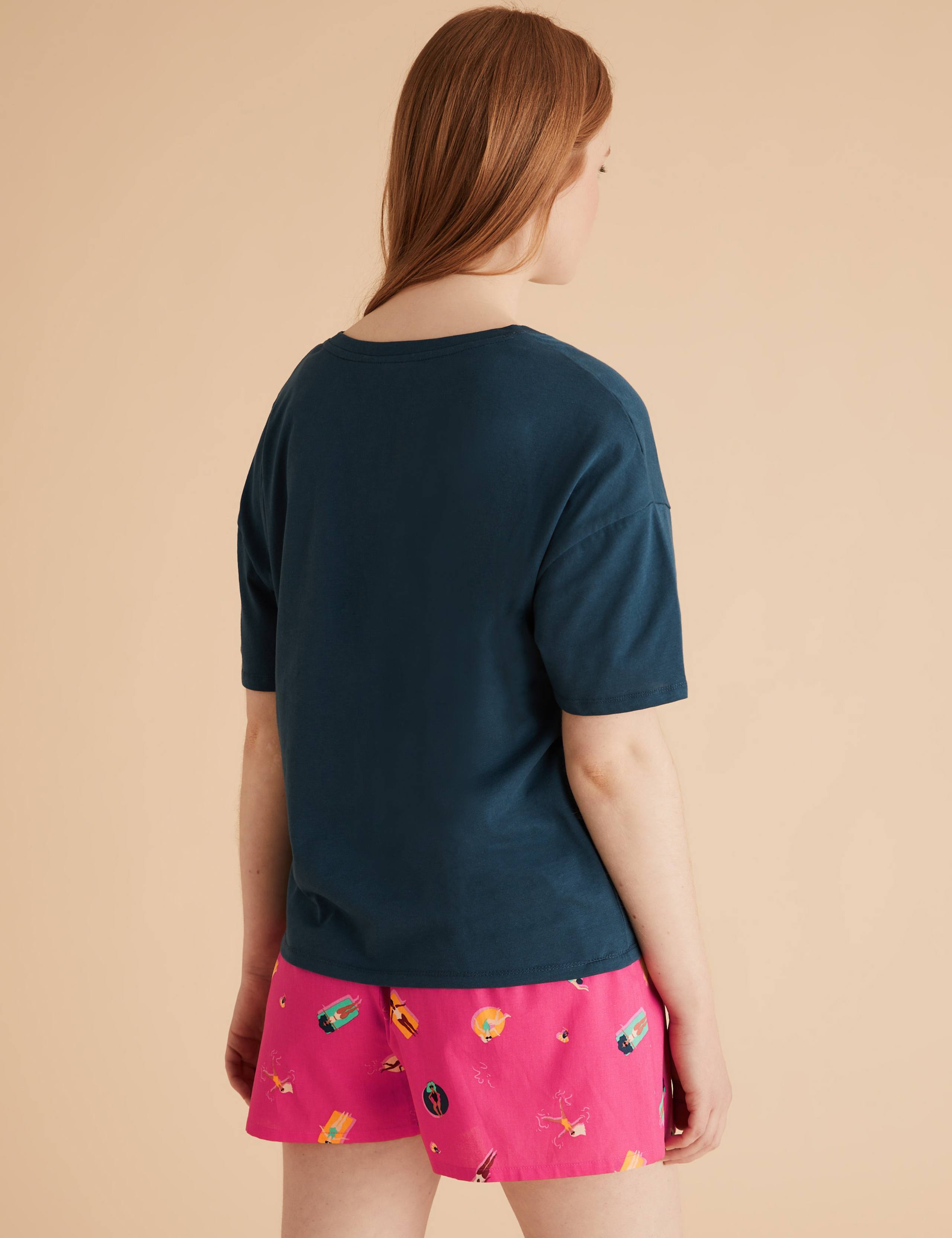 Pure Cotton Pool Print Pyjama Shorts 4 of 5