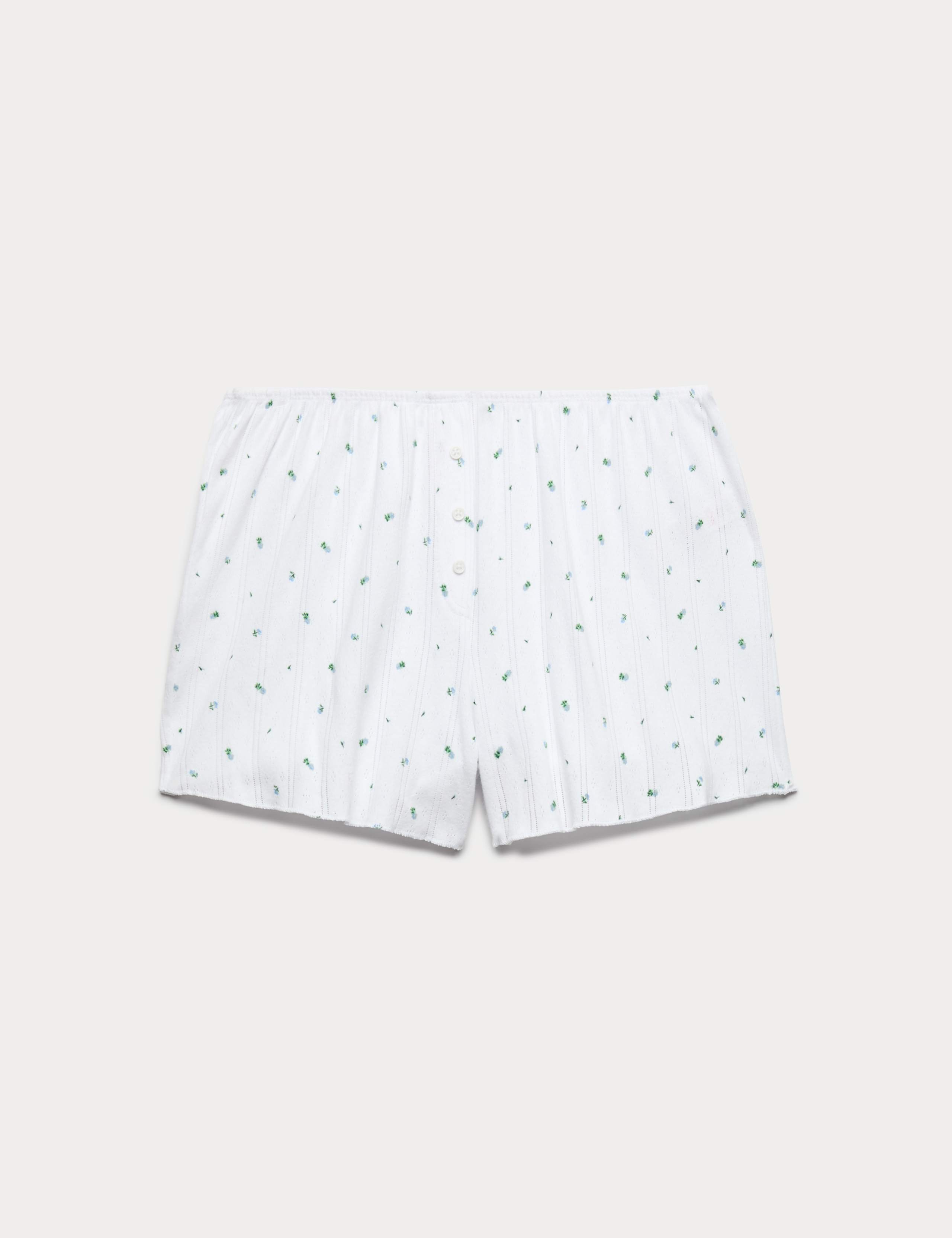 Pure Cotton Pointelle Floral Pyjama Shorts 2 of 5