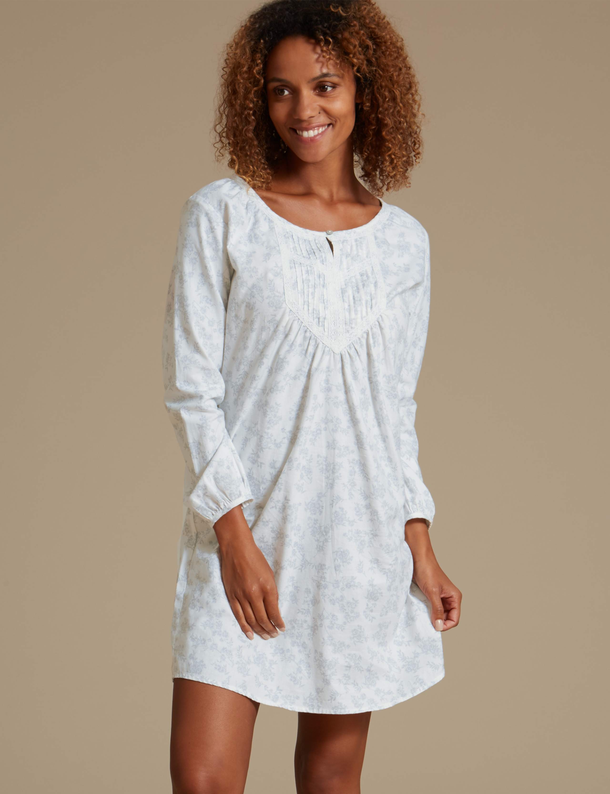 Pure Cotton Shadow Print Nightshirt 1 of 5