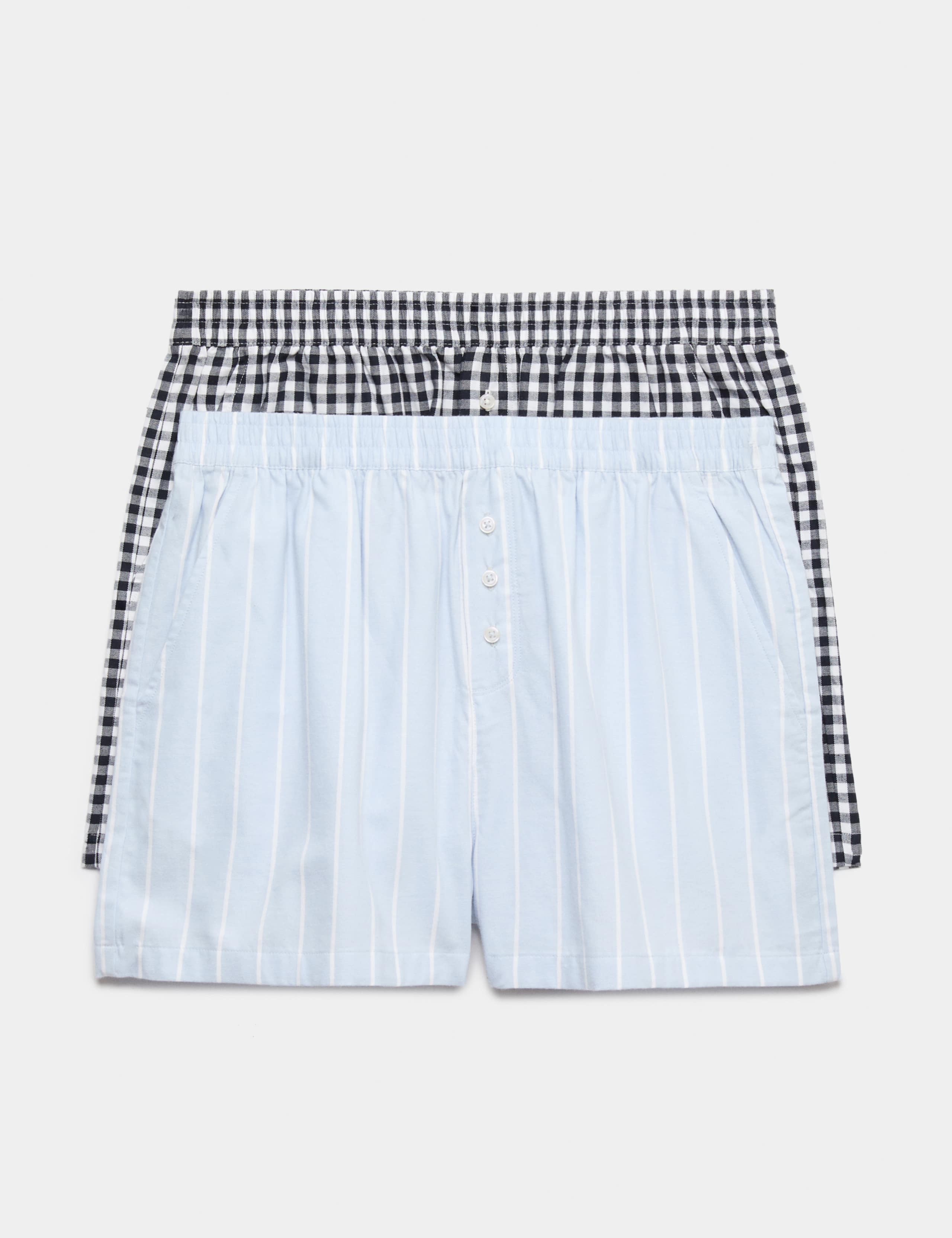 2 Pack Pure Cotton Striped Pyjama Shorts 1 of 4