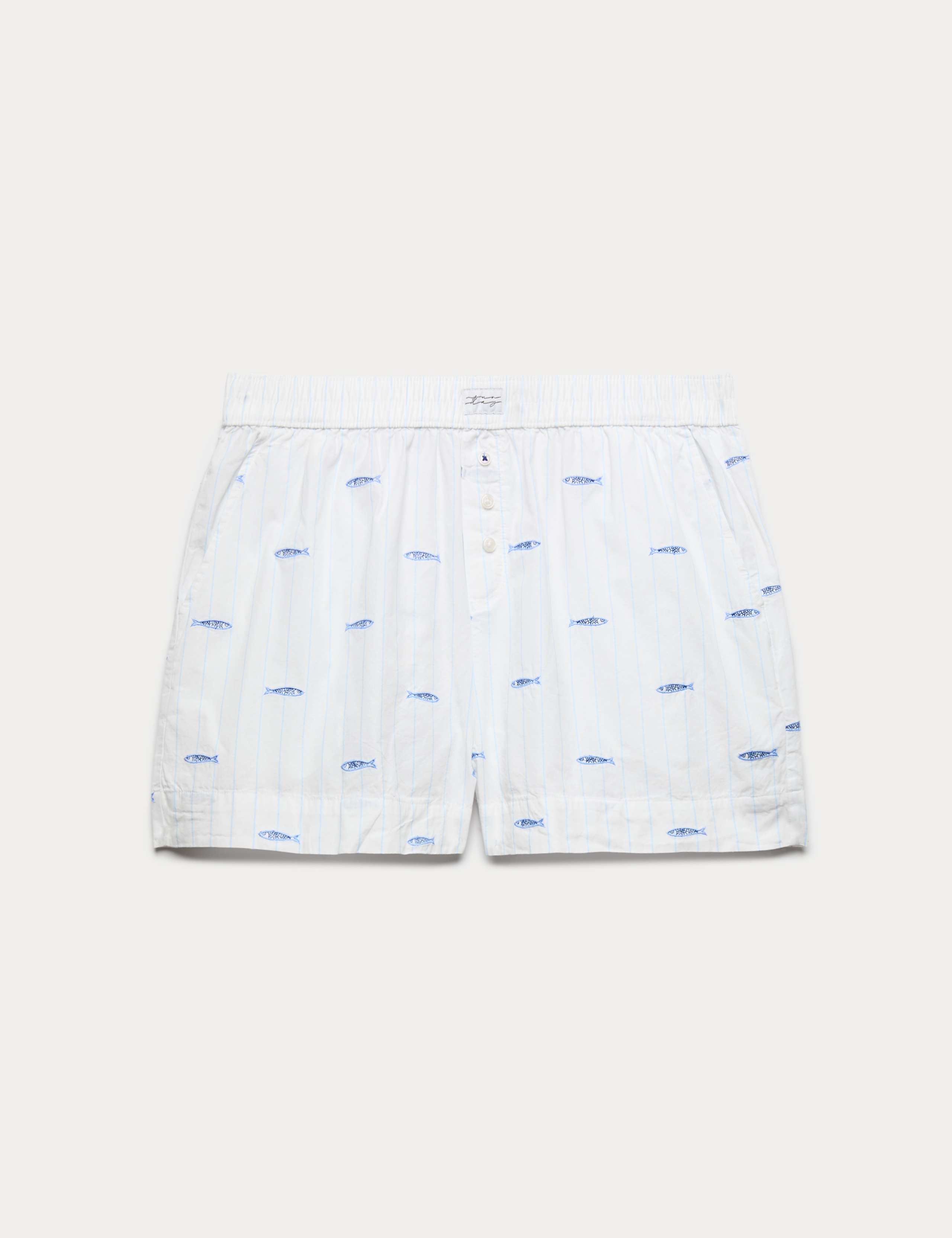 Poplin Embroidered Sardines Pyjama Shorts 2 of 5