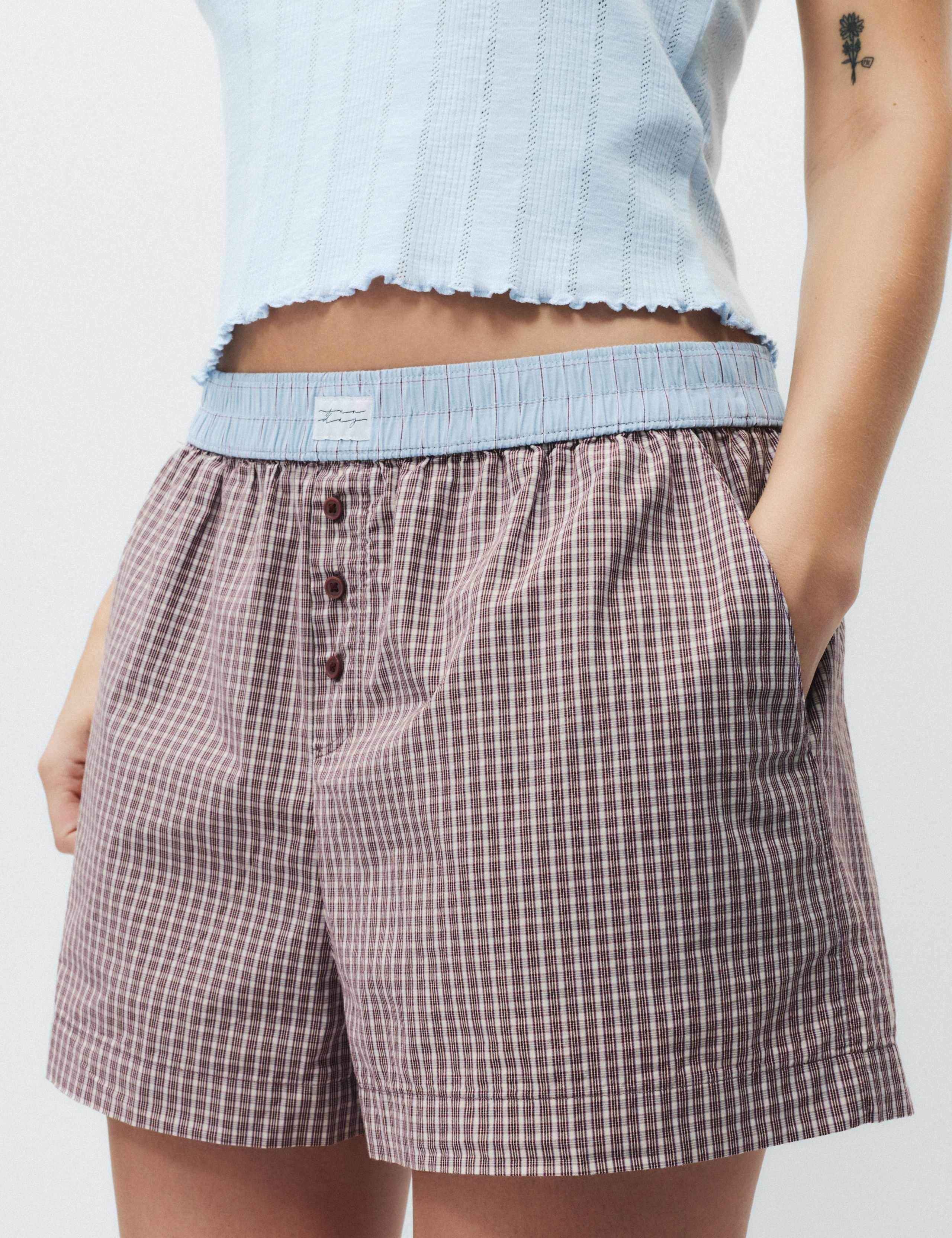 Pure Cotton Poplin Checked Pyjama Shorts 5 of 5