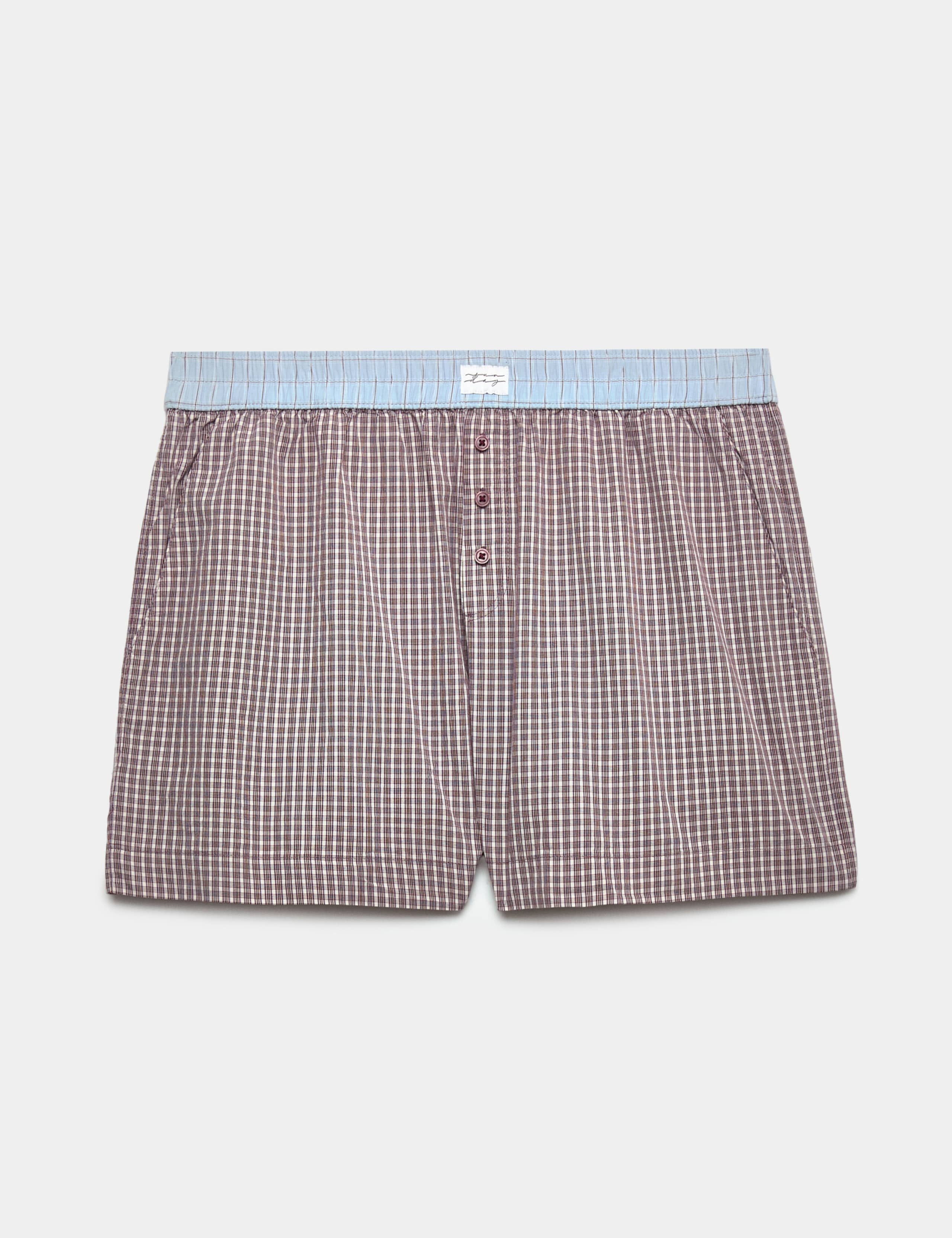 Pure Cotton Poplin Checked Pyjama Shorts 2 of 5