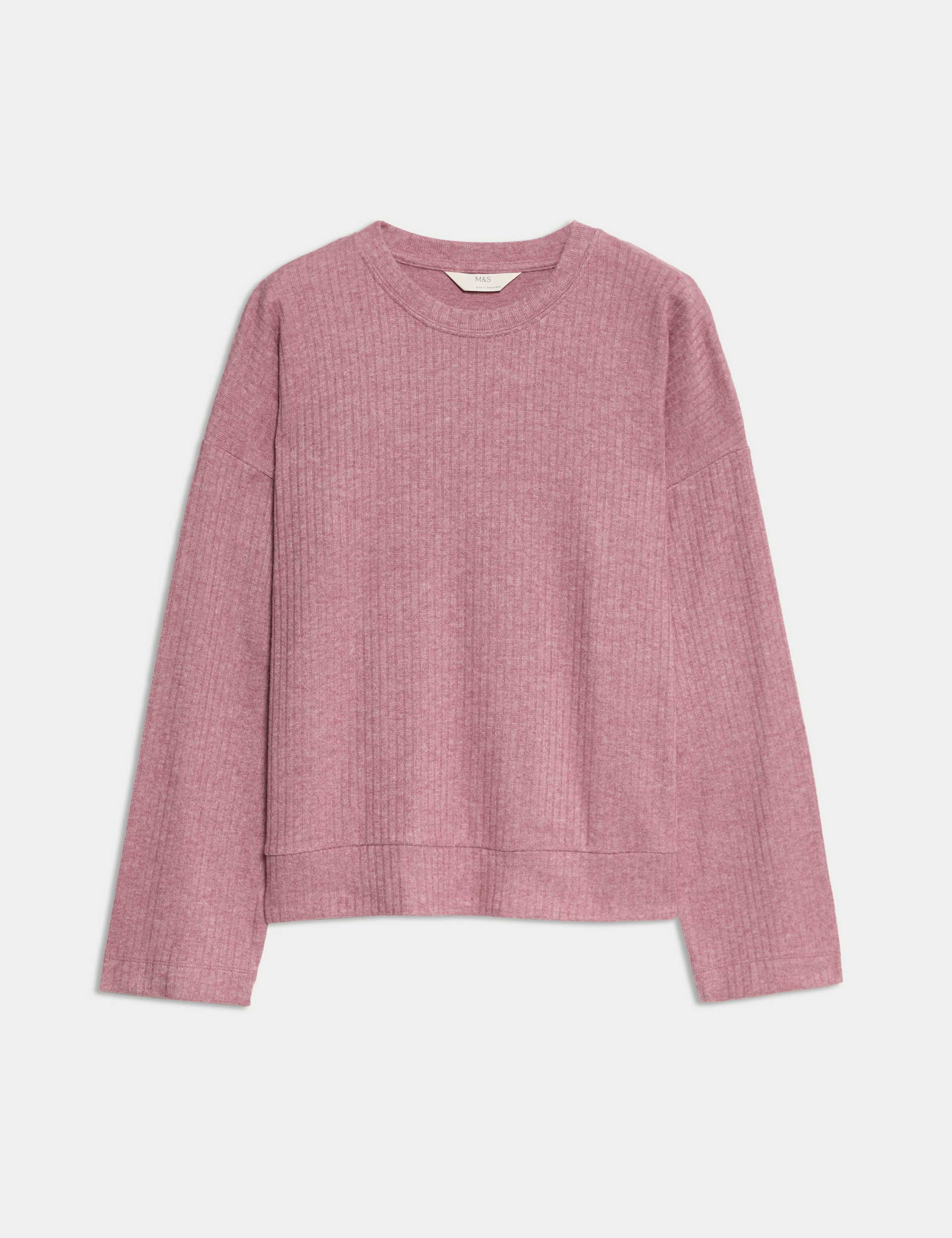 Ribbed Crew Neck Long Sleeve Pyjama Top 2 of 4