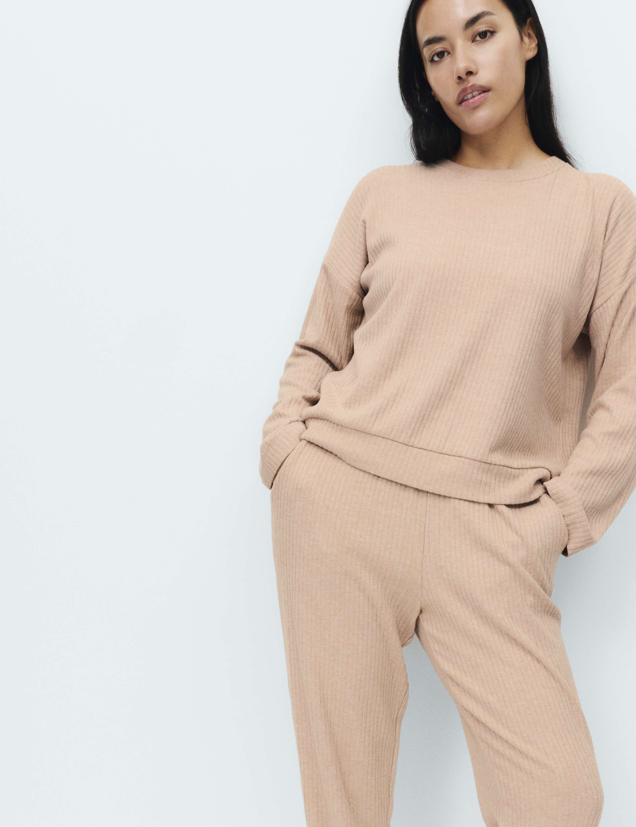 Ribbed Crew Neck Long Sleeve Pyjama Top 4 of 4