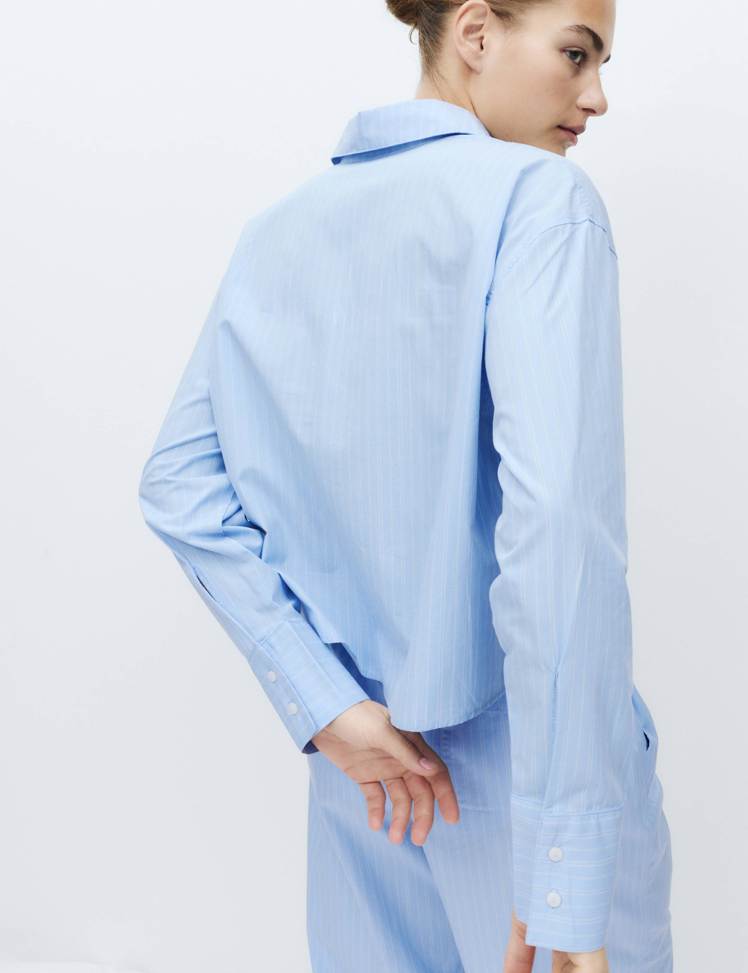 Pure Cotton Striped Cropped Pyjama Shirt 4 of 6