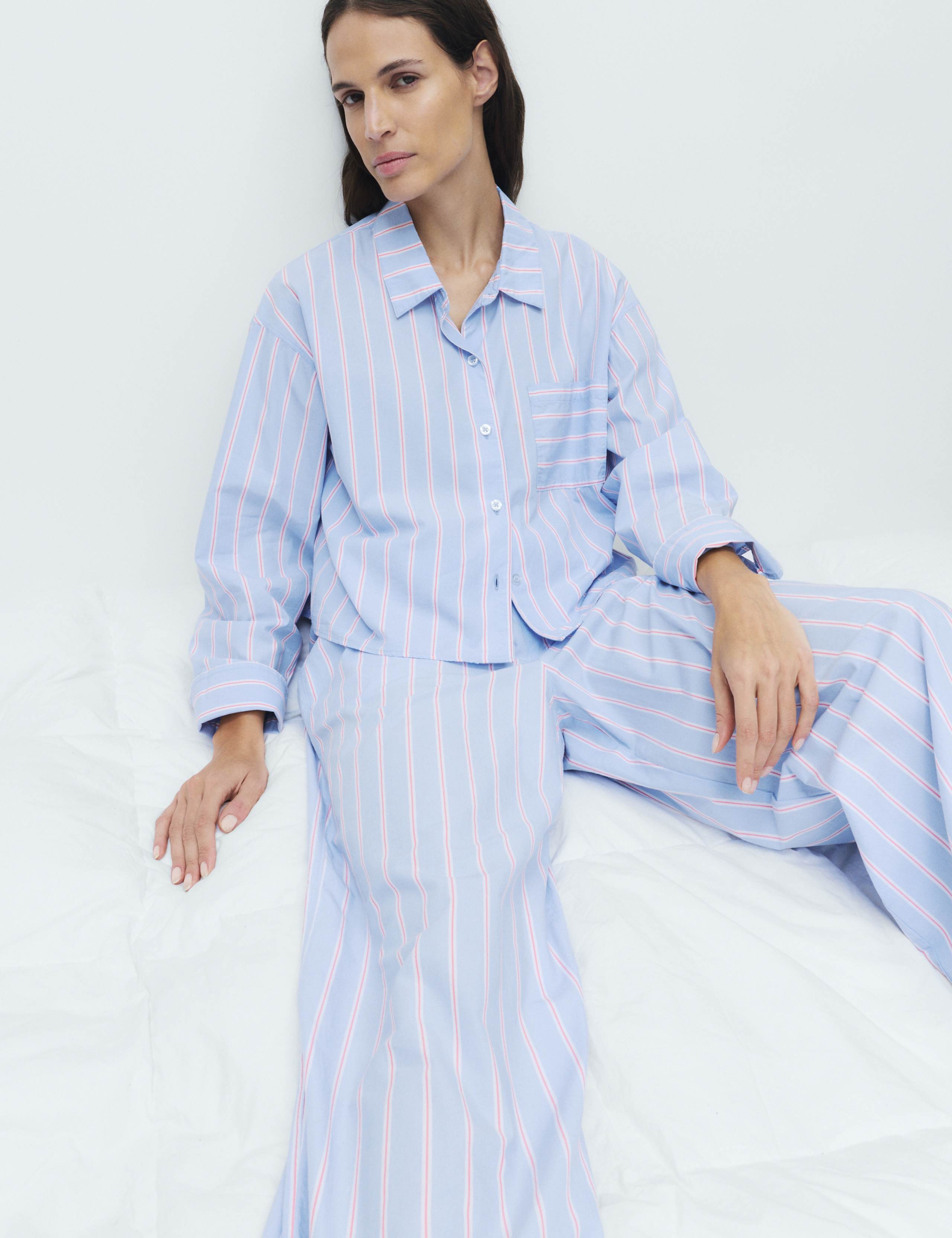 Pure Cotton Striped Cropped Pyjama Top 5 of 6