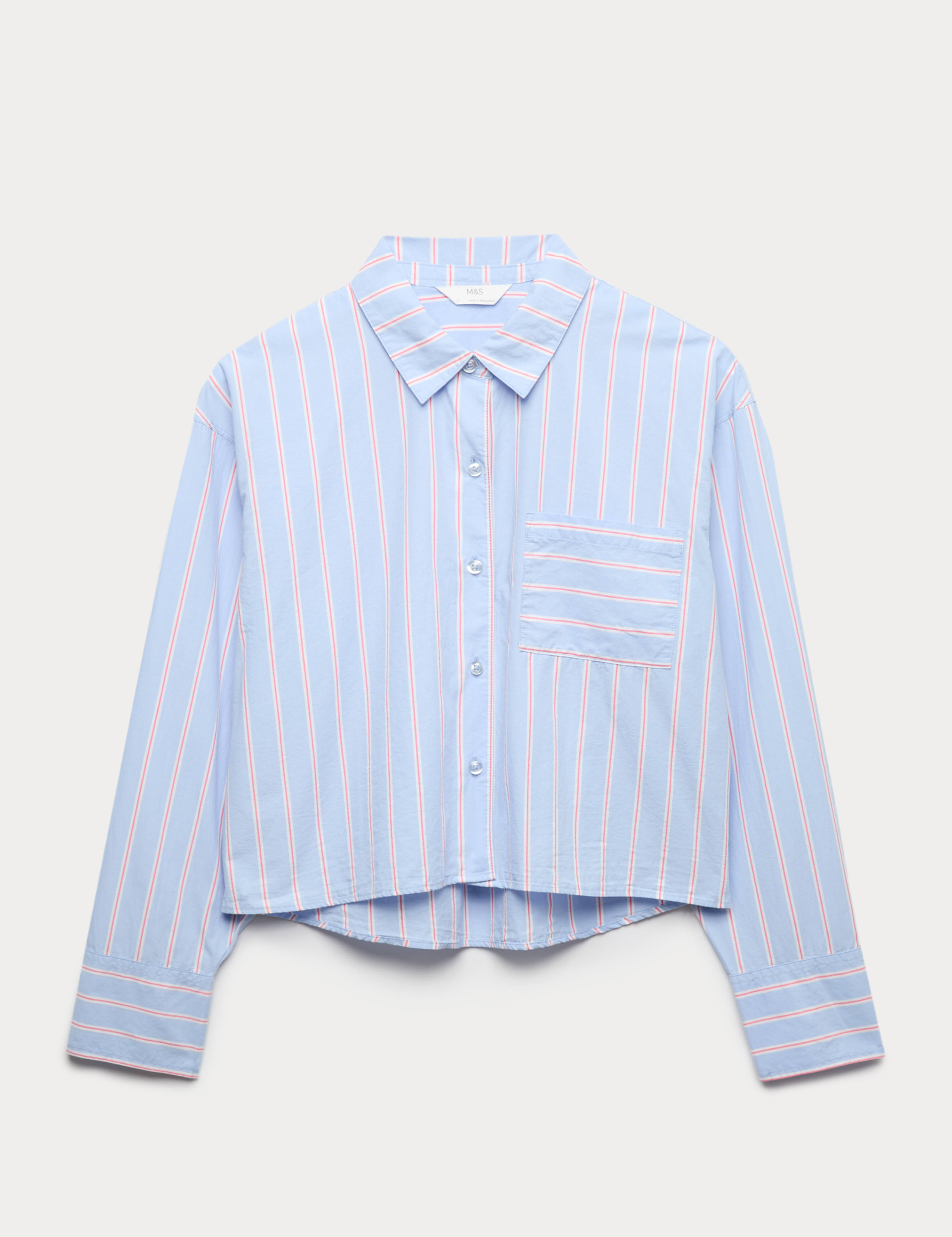 Pure Cotton Striped Cropped Pyjama Top 1 of 1