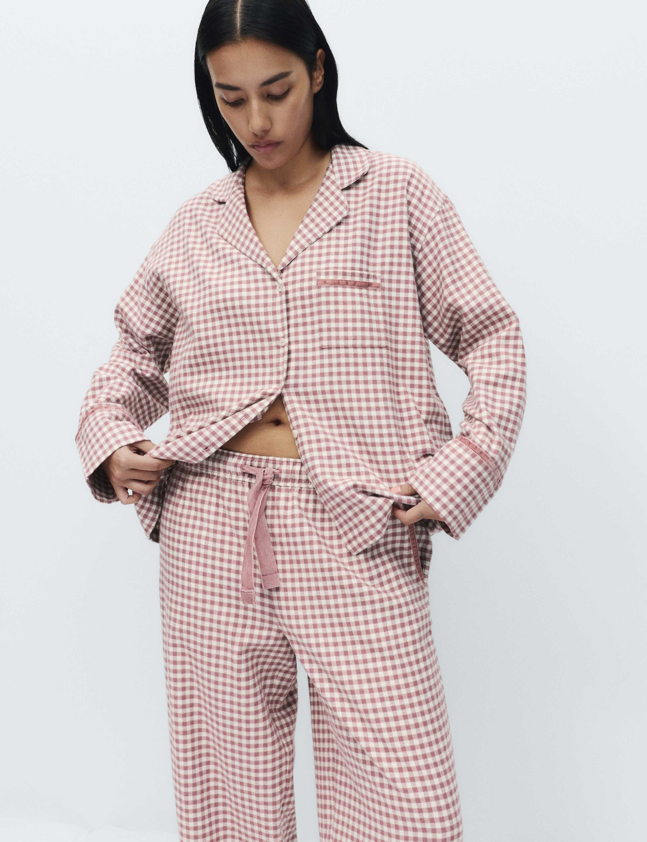 Flannel Gingham Revere Pyjama Top 3 of 5