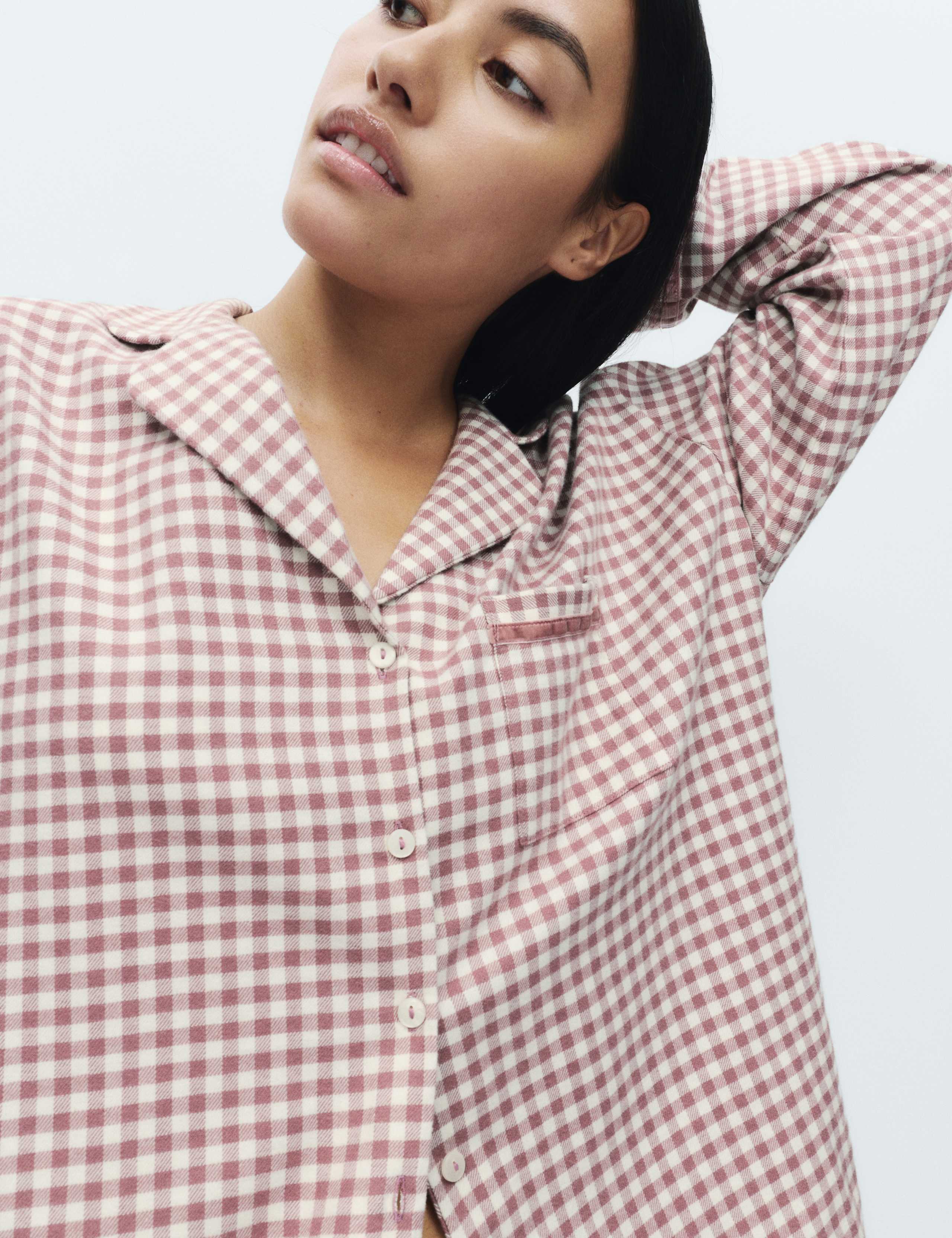 Flannel Gingham Revere Pyjama Top 4 of 5