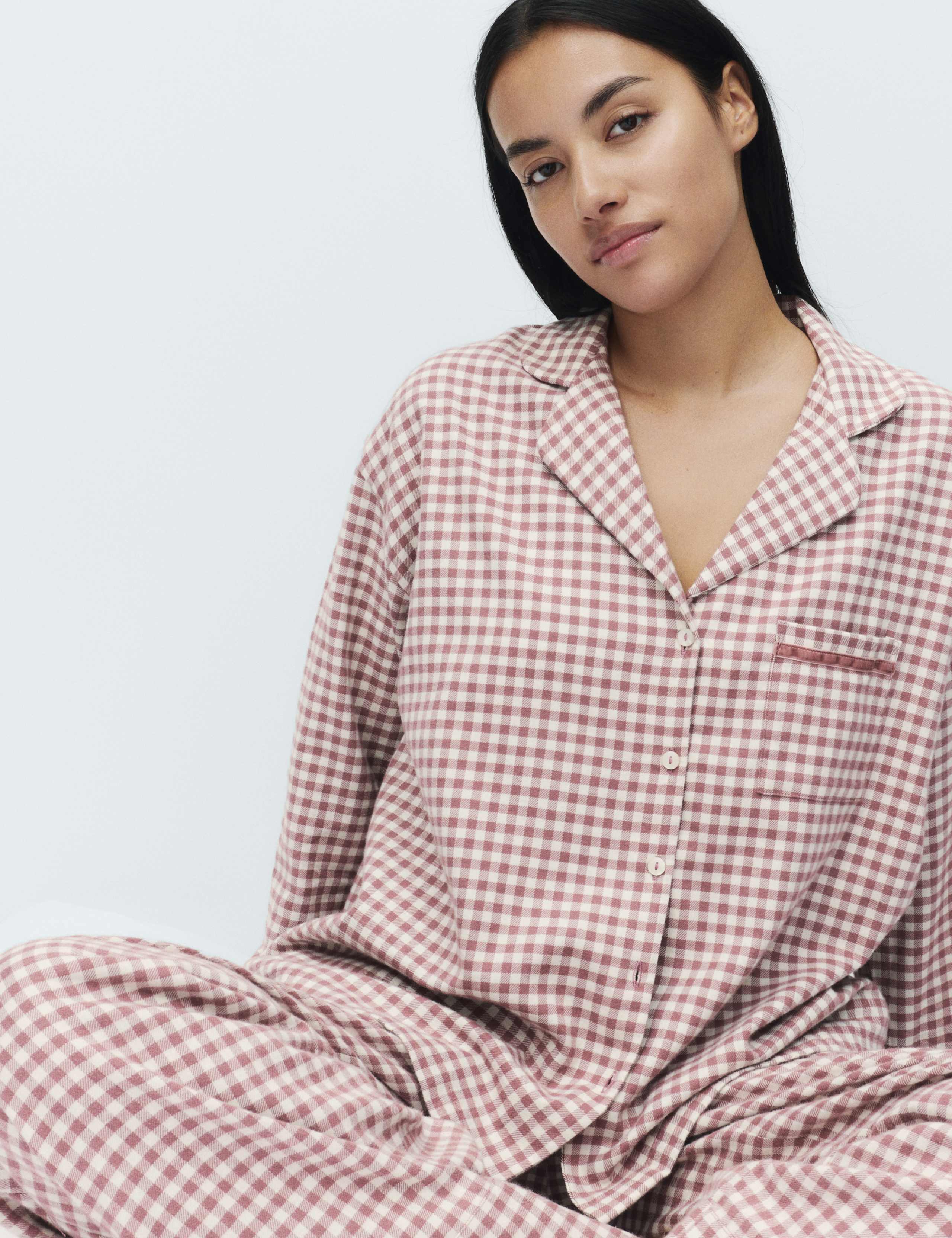 Flannel Gingham Revere Pyjama Top 5 of 5