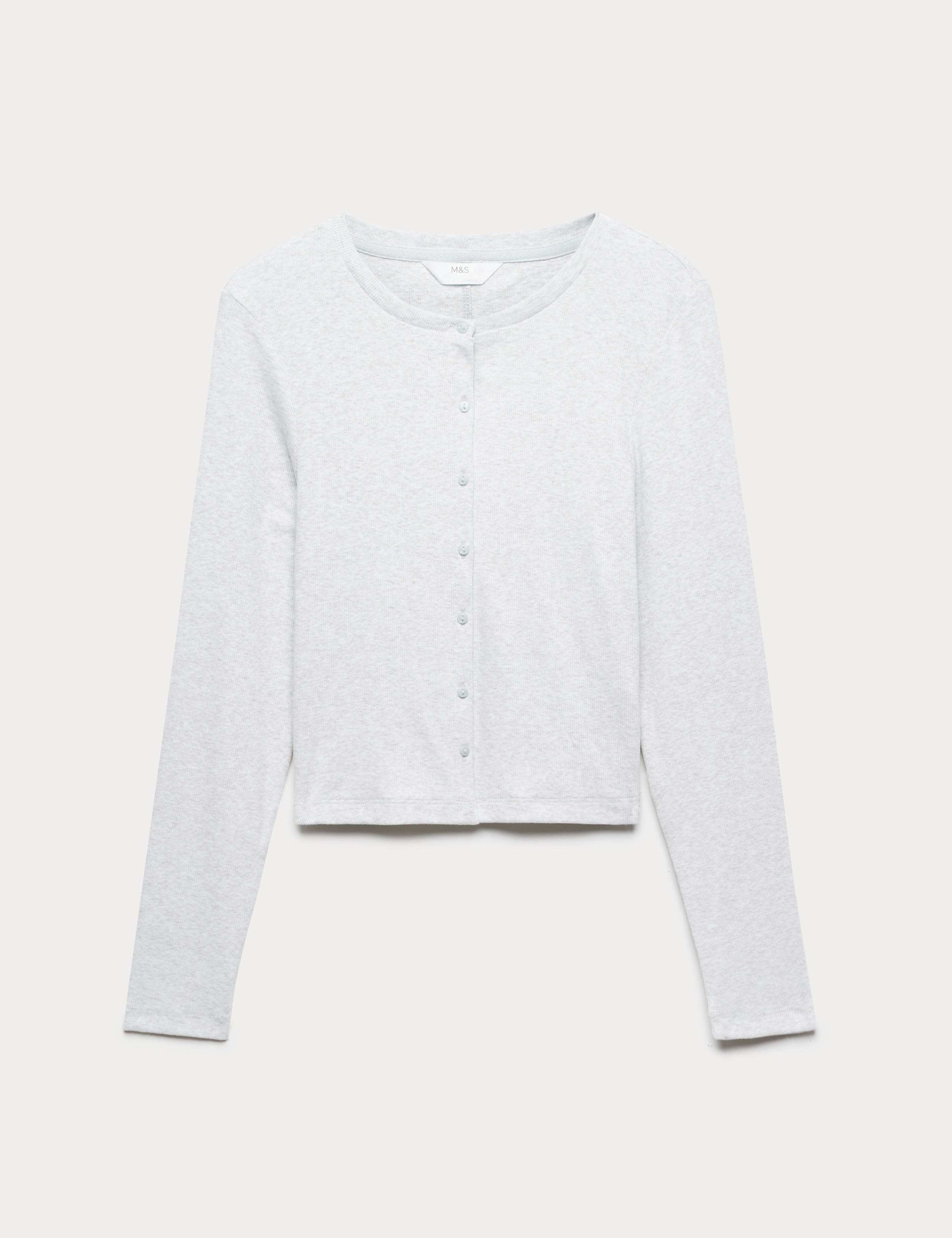 Cotton Rich Ribbed Button Down Pyjama Top 2 of 6