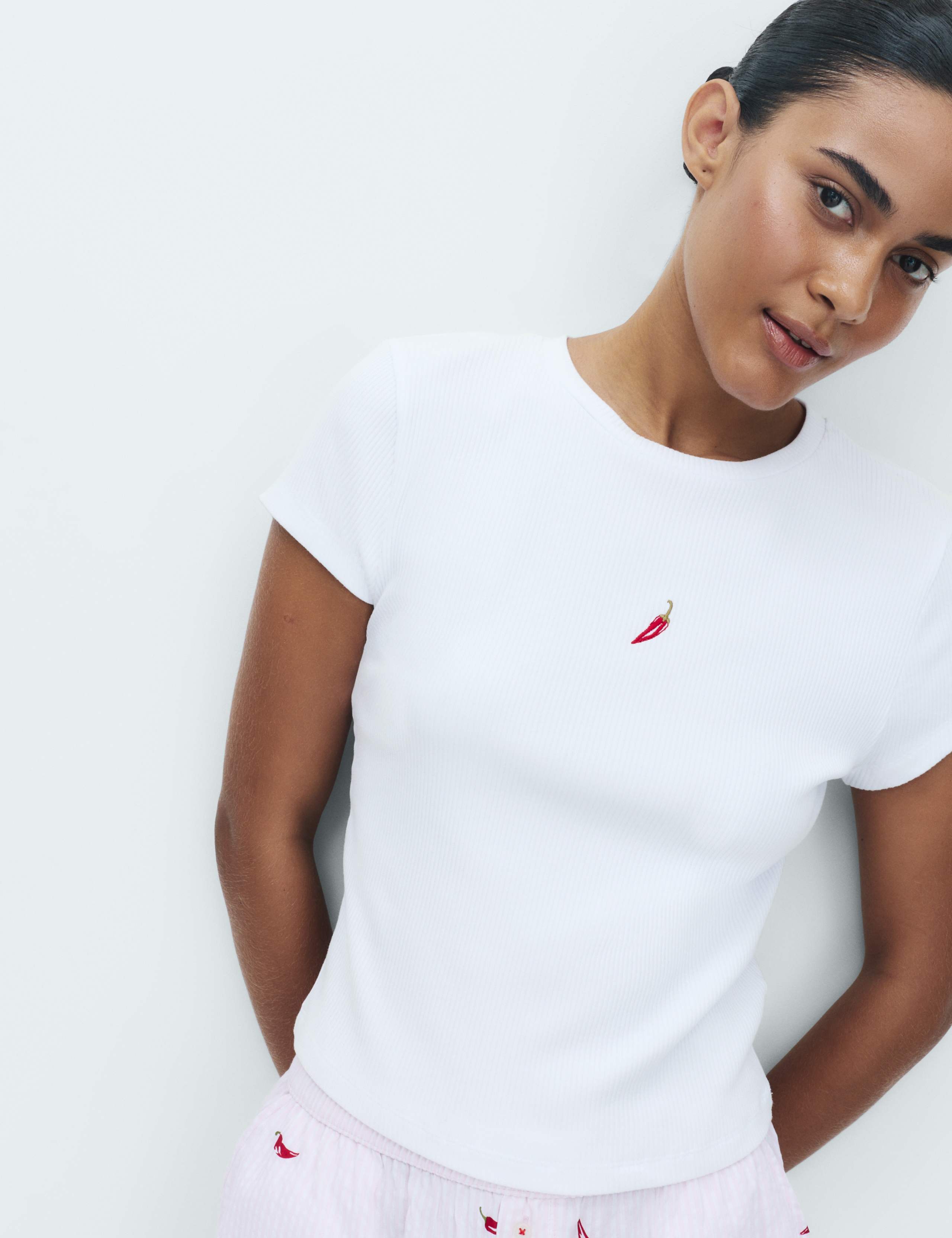 Cotton Modal Ribbed Pyjama T-Shirt 1 of 4