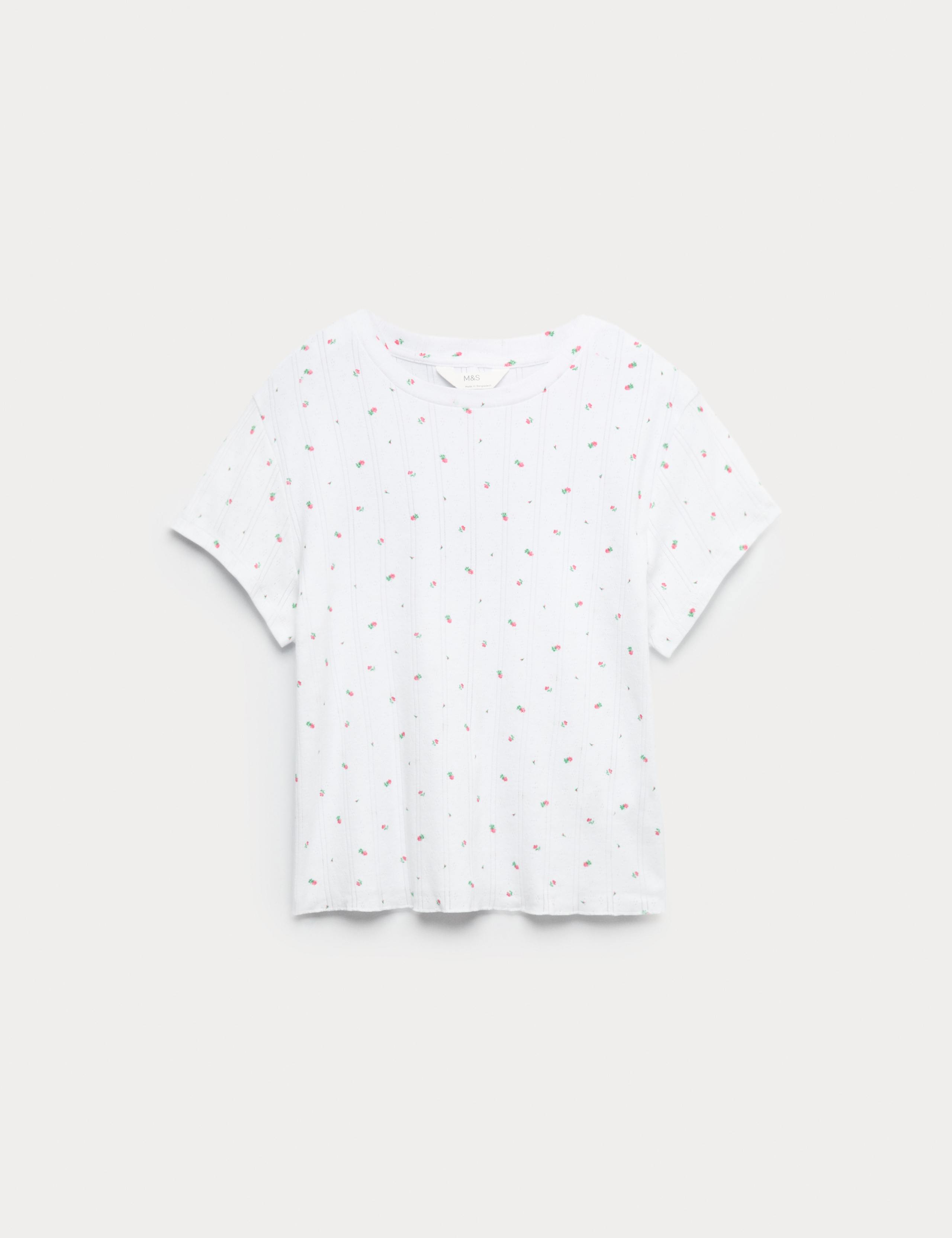 Pure Cotton Pointelle Floral Pyjama Top 1 of 1