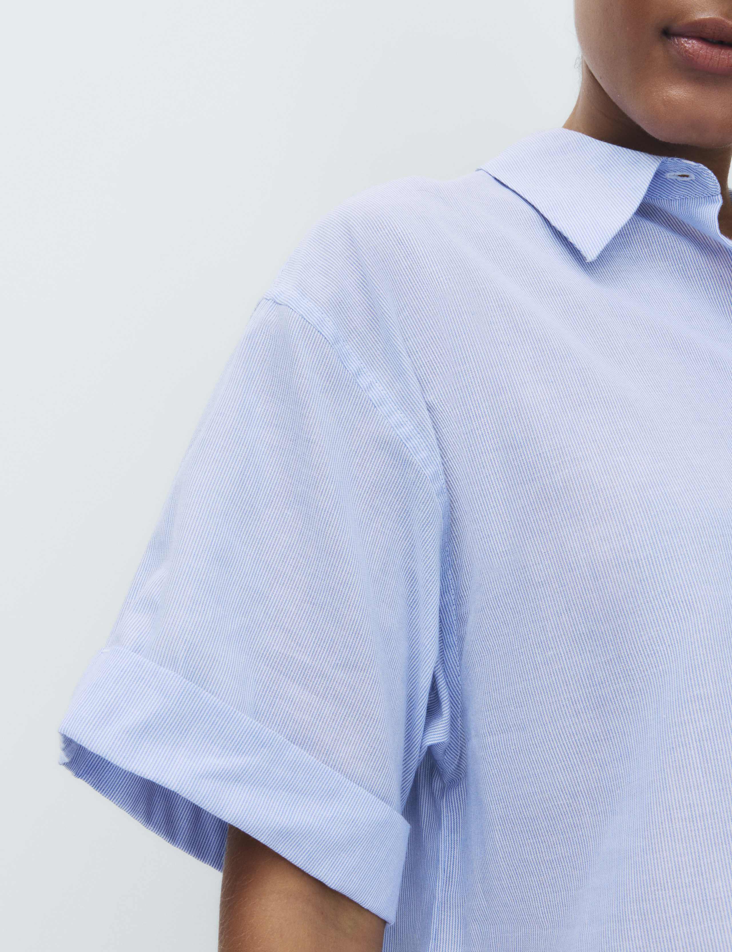 Pure Cotton Woven Stripe Collared Pyjama Top 5 of 6