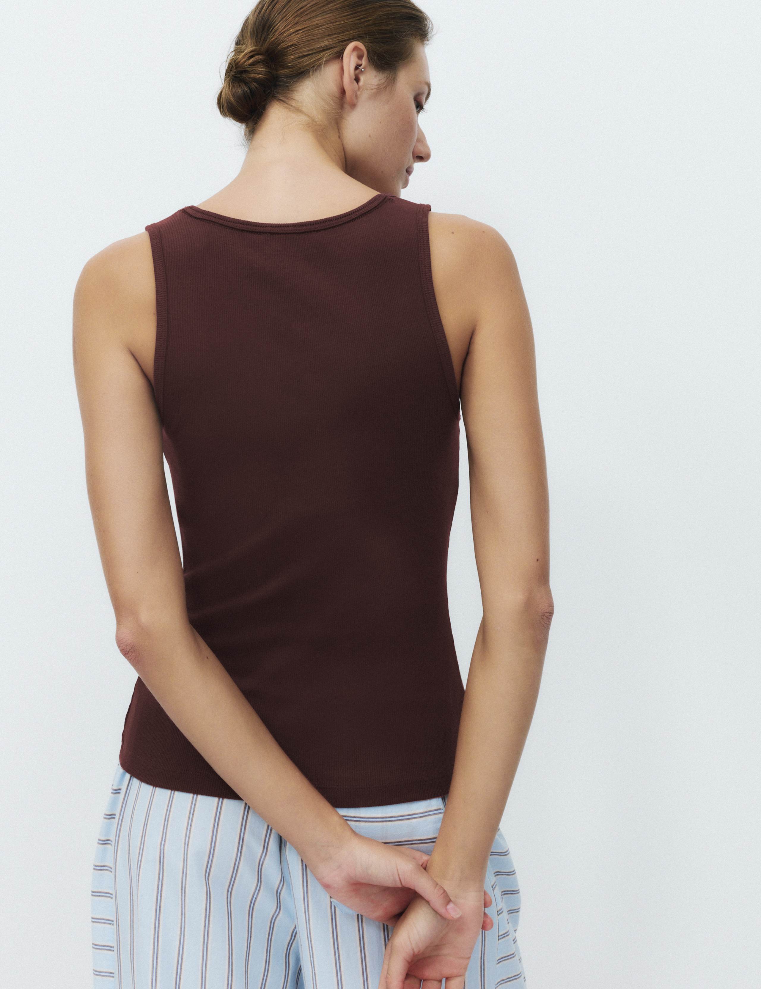 Cotton Rich Ribbed Pyjama Vest Top by M&S