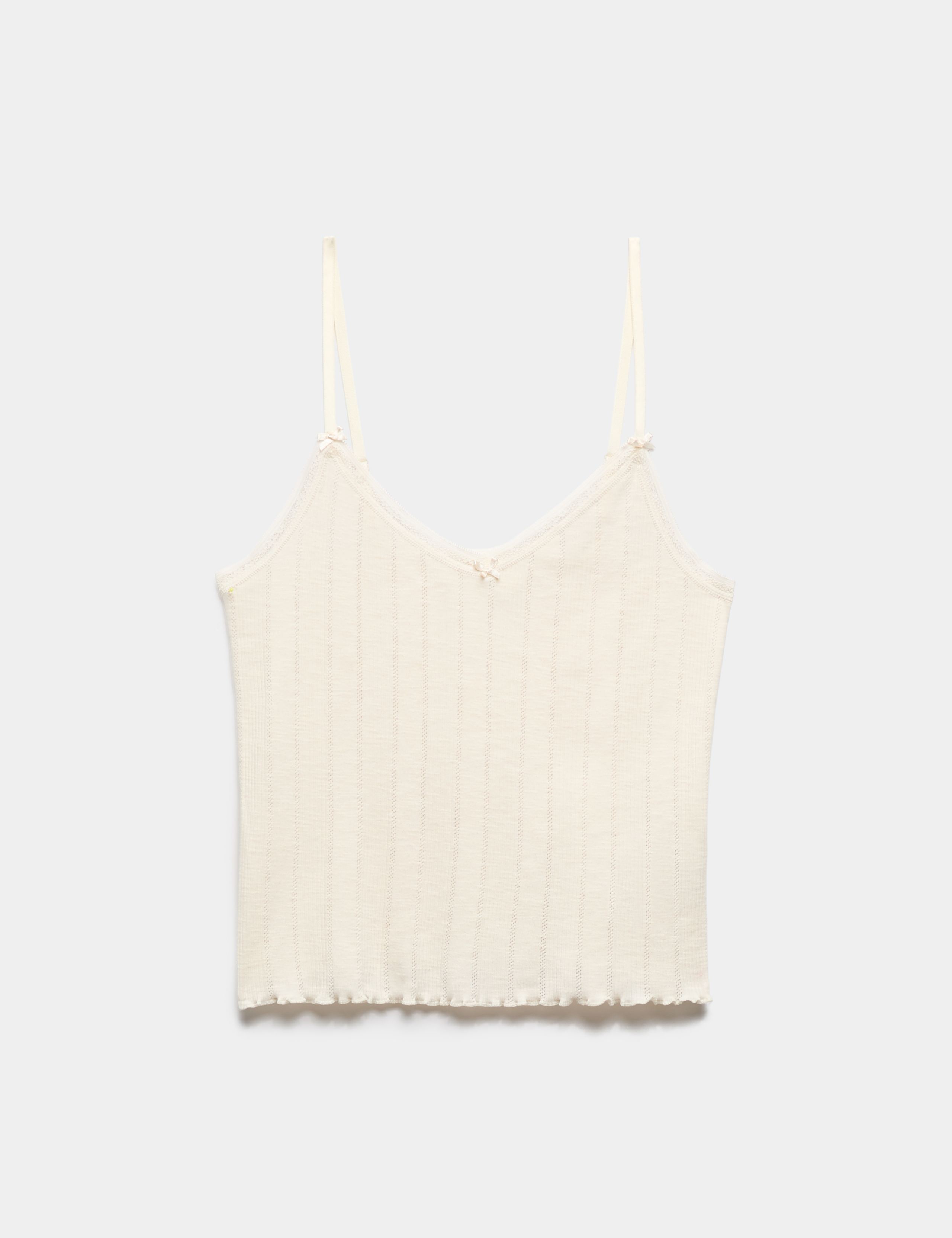Slub Pointelle Lace Cami Pyjama Top 2 of 4