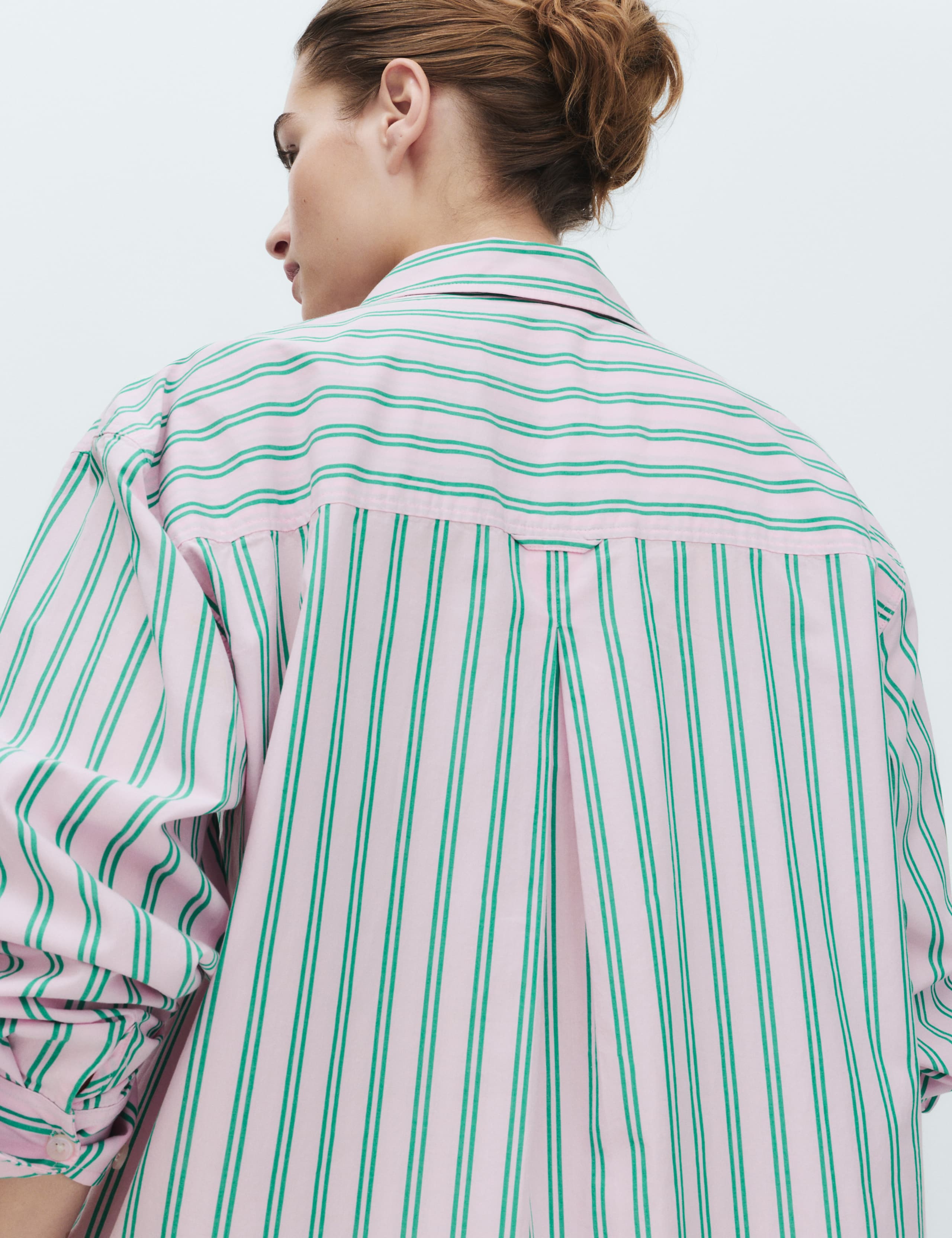 Pure Cotton Poplin Striped Pyjama Shirt 4 of 5