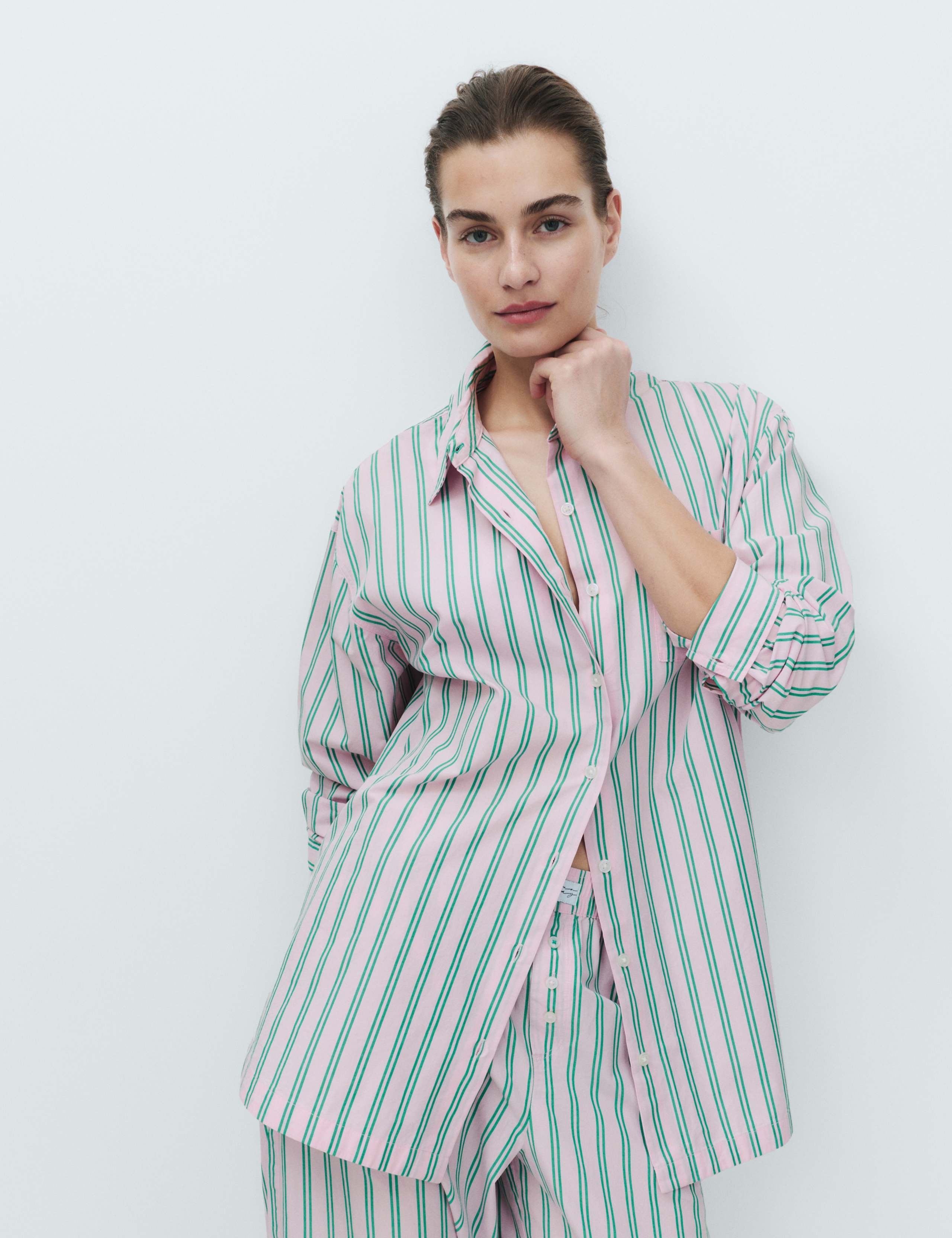 Pure Cotton Poplin Striped Pyjama Shirt 6 of 6