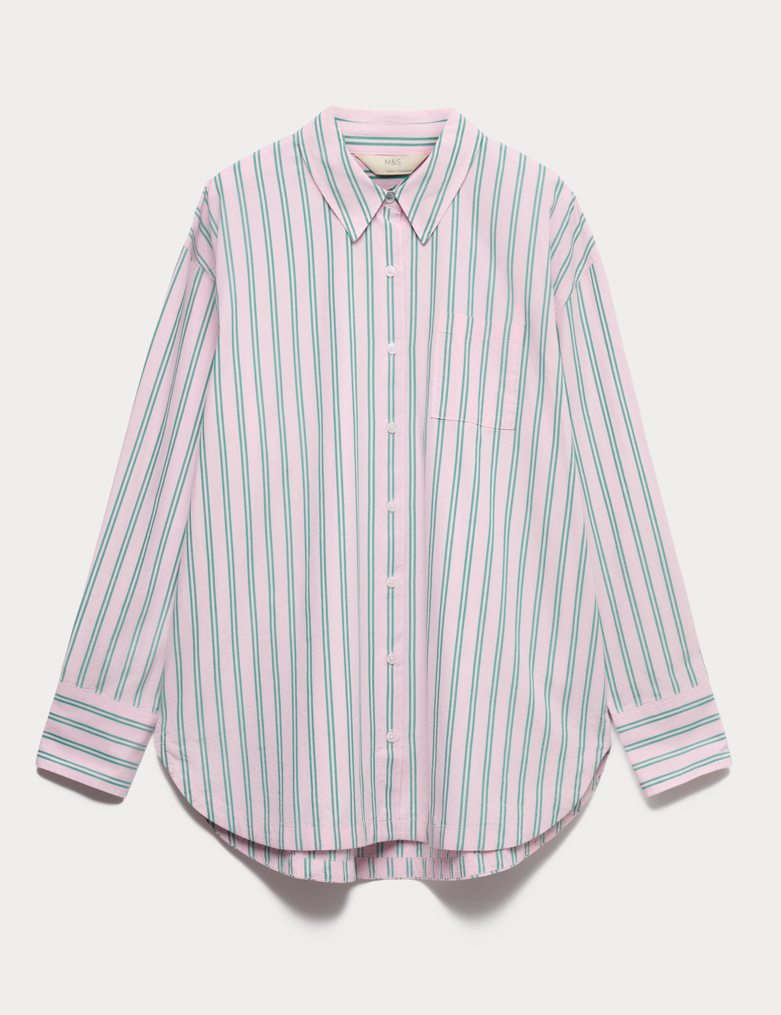 Pure Cotton Poplin Striped Pyjama Shirt 2 of 5