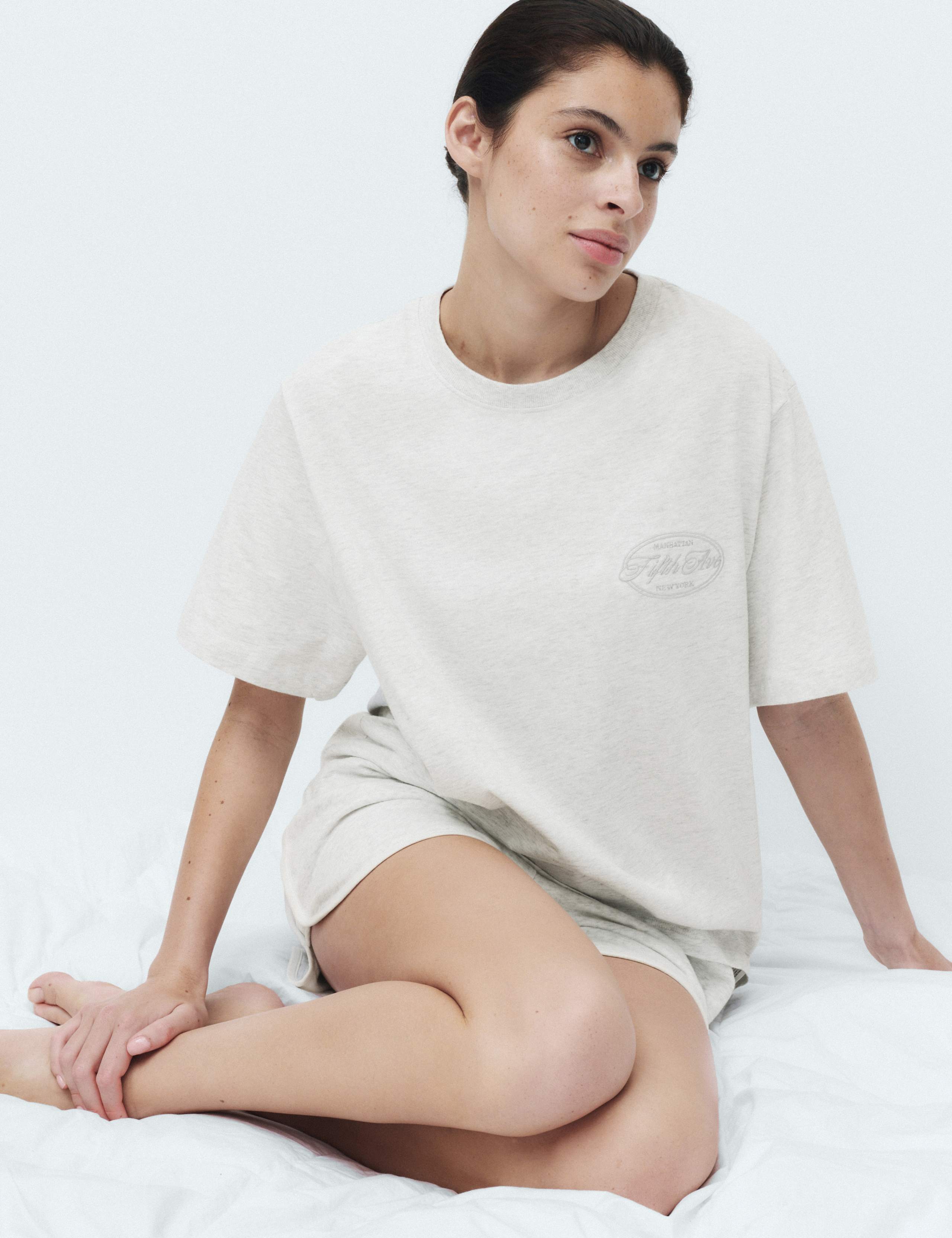 Pure Cotton Embroidered Slogan Pyjama Top 3 of 5