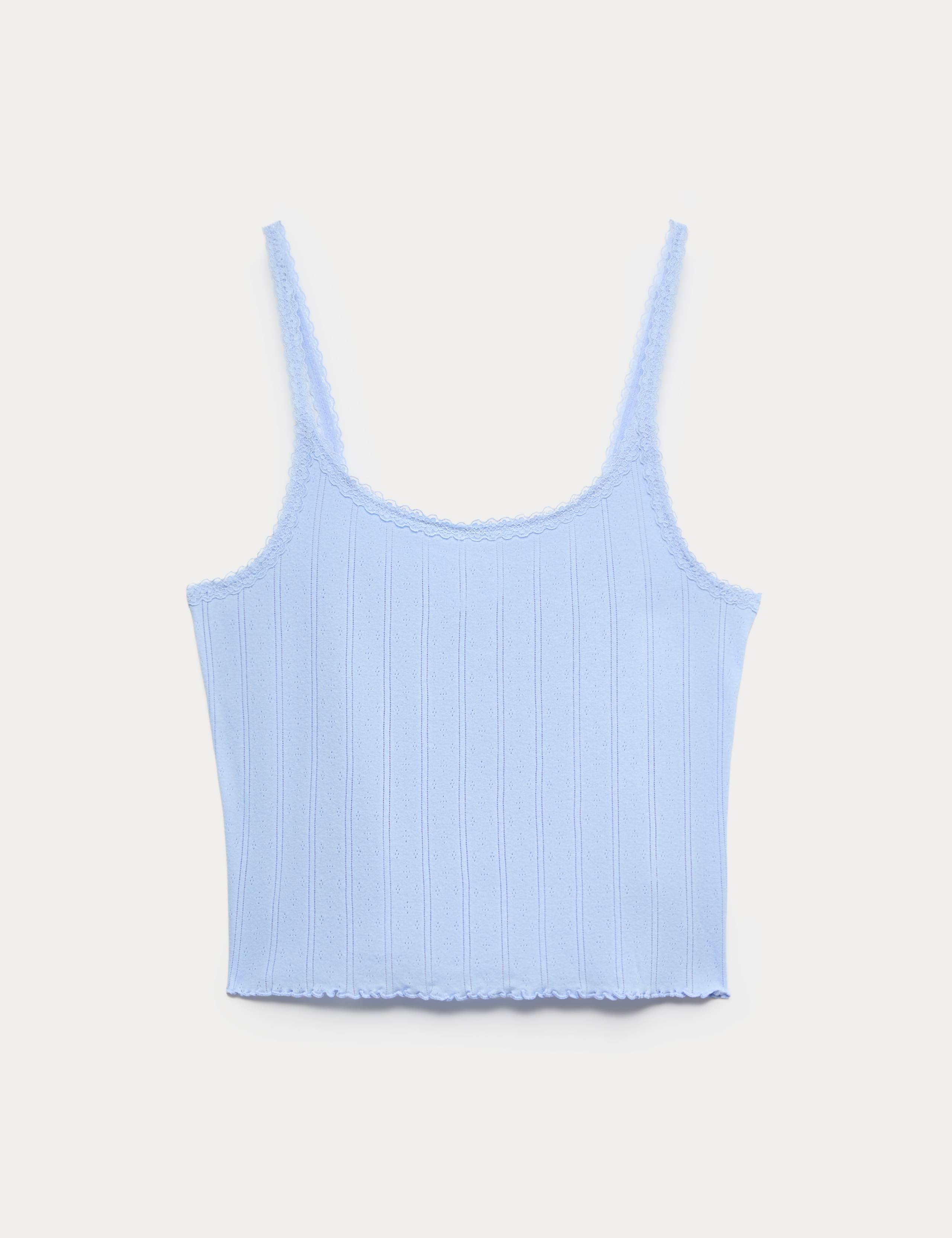 Pure Cotton Pointelle Lace Cami Pyjama Top 2 of 5