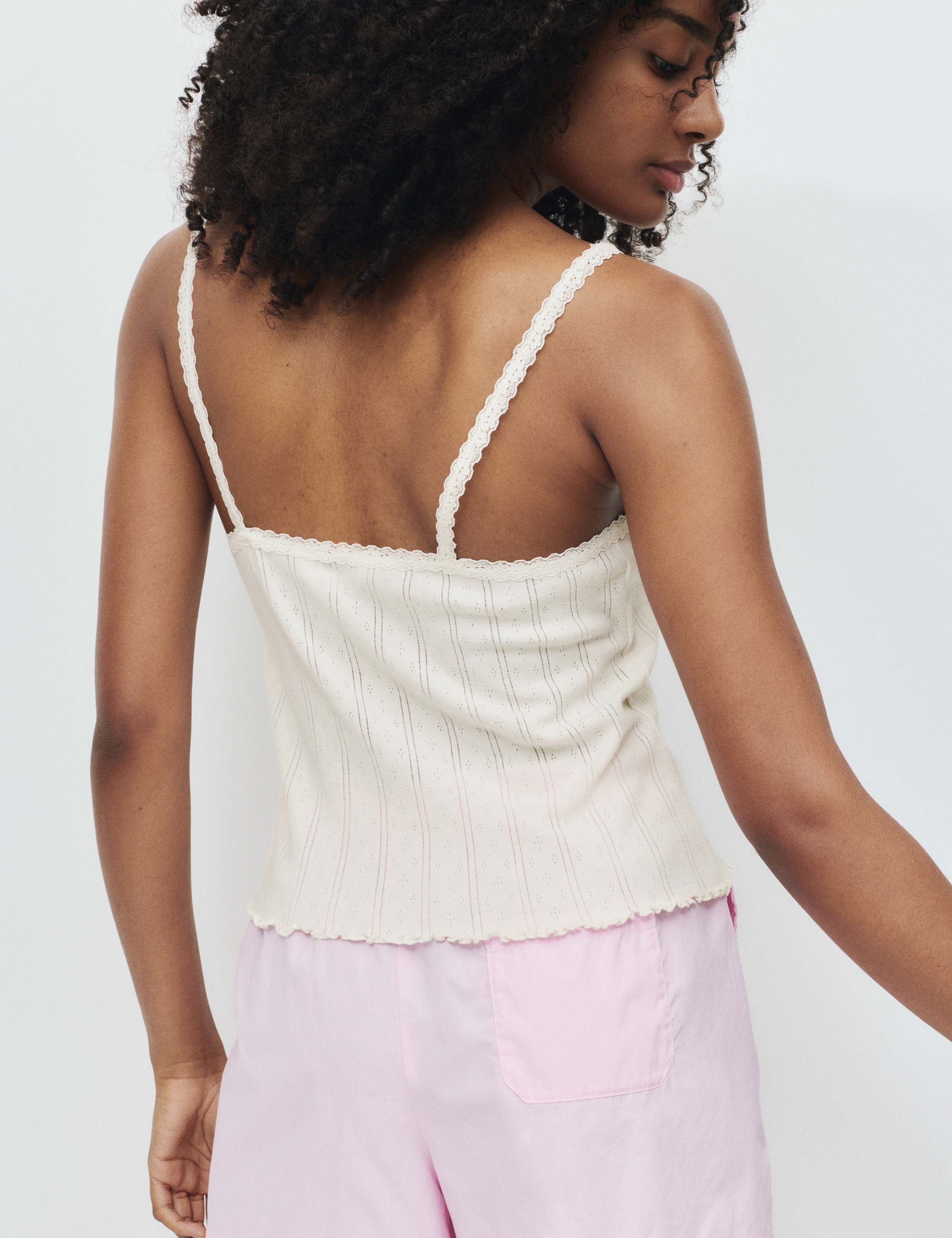 Pure Cotton Pointelle Lace Cami Pyjama Top 5 of 5