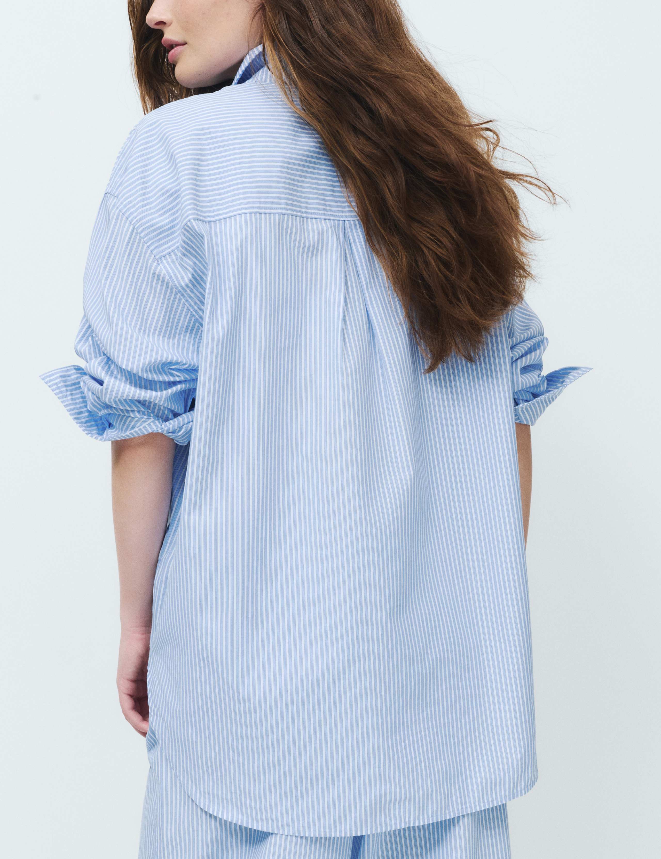 Pure Cotton Poplin Striped Pyjama Shirt 6 of 6